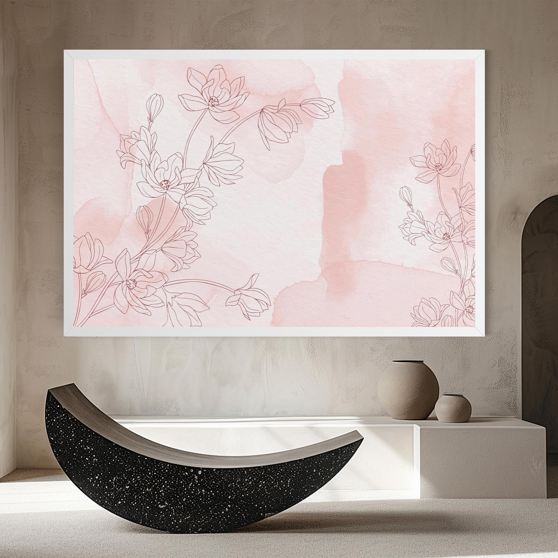 Картина на платно Pink Flower Line mockup 8