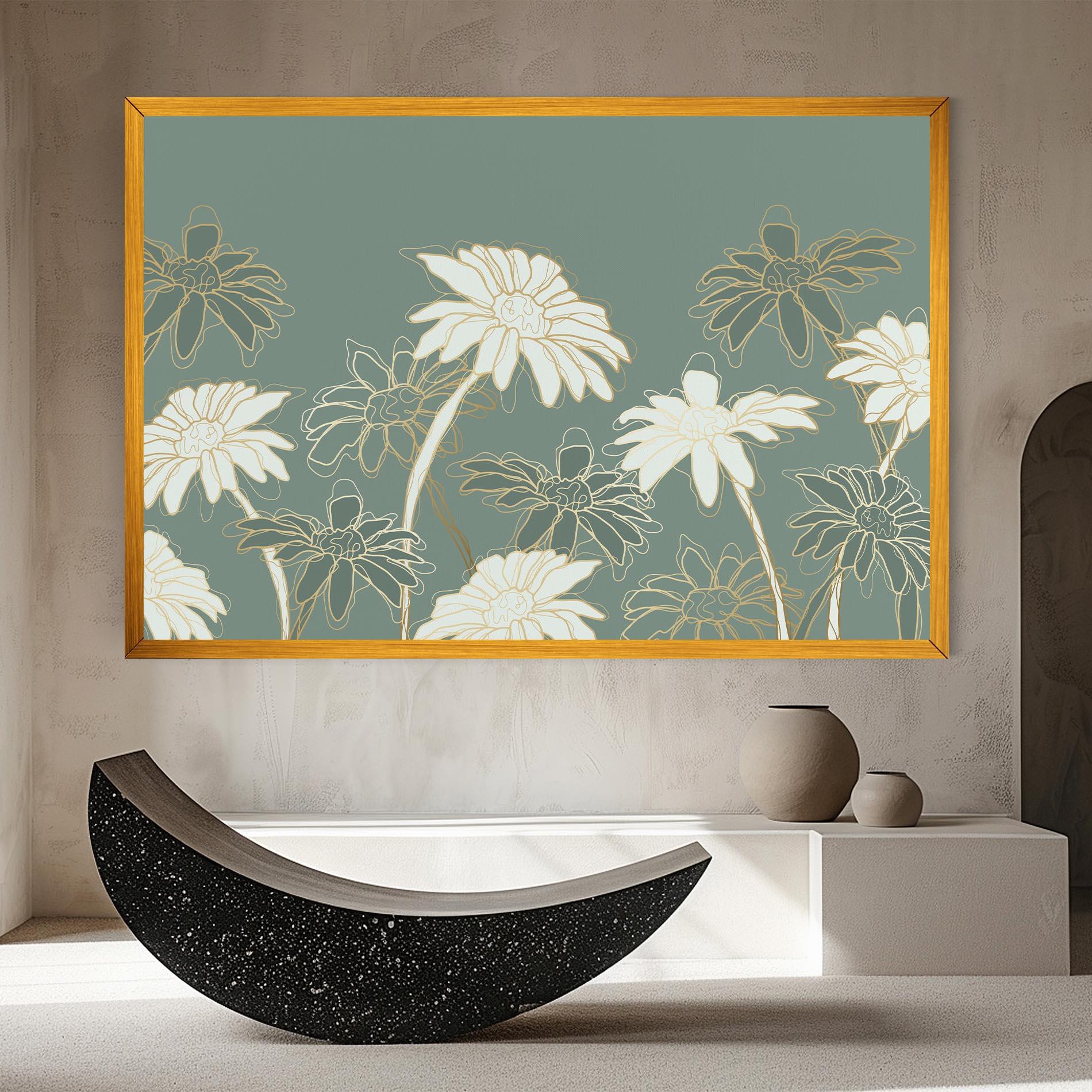 Картина на платно Gold Green Line mockup 8