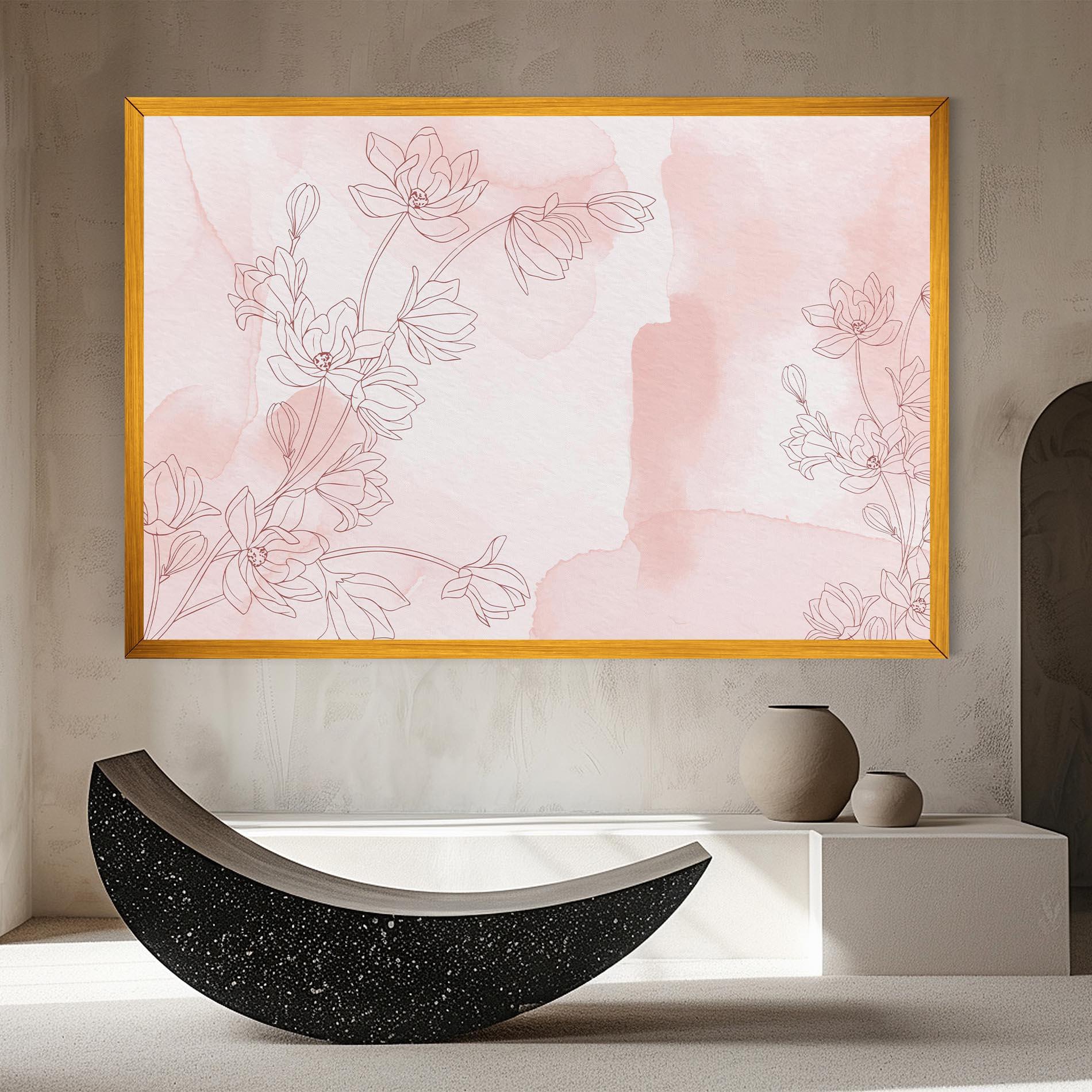 Картина на платно Pink Flower Line mockup 8