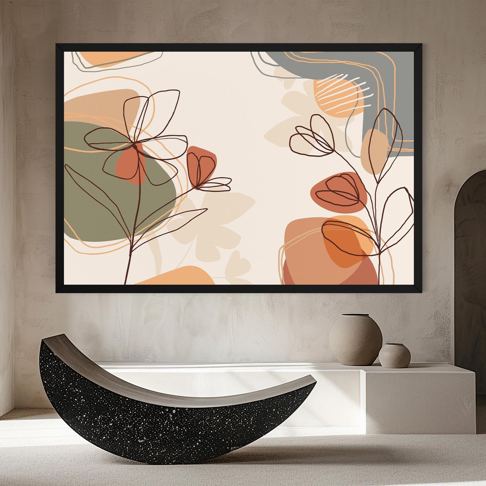 Картина на платно Brown Line Plants mockup 8