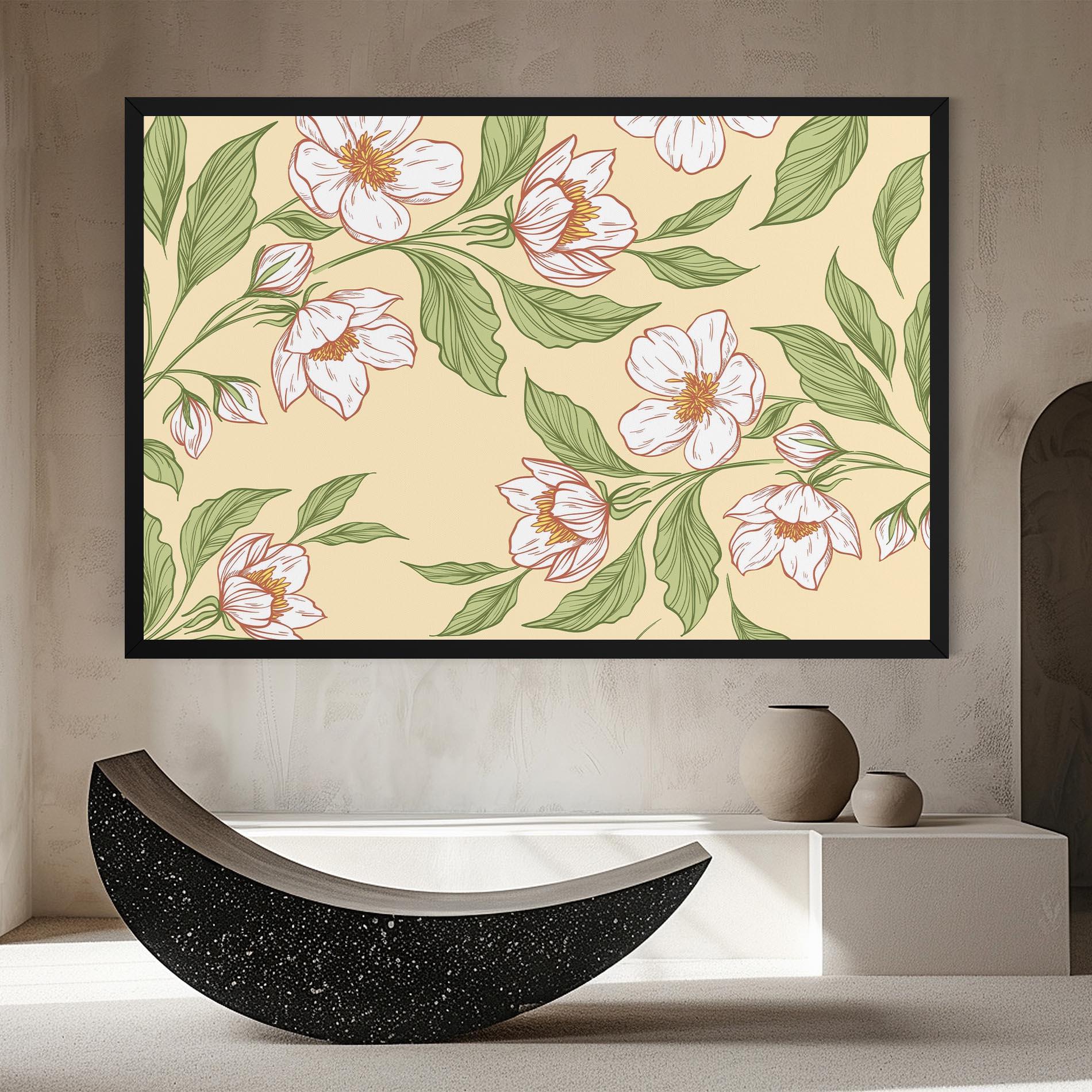 Картина на платно Cream Flower White mockup 8