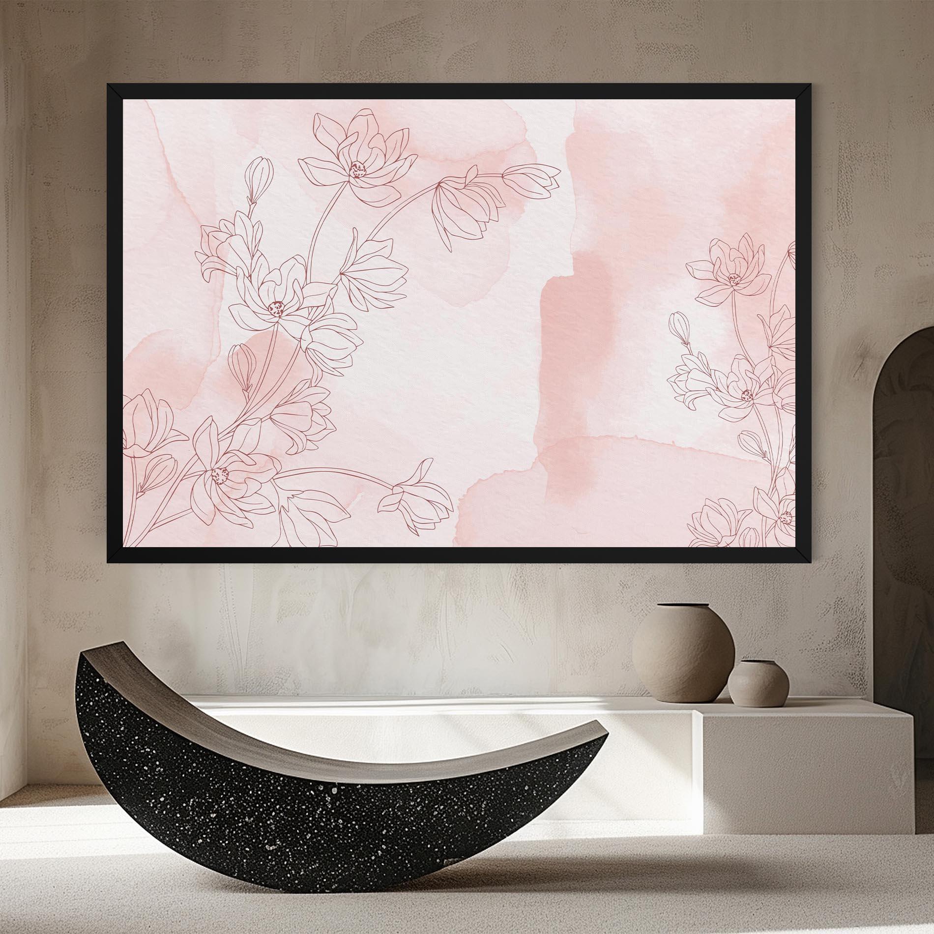 Картина на платно Pink Flower Line mockup 8