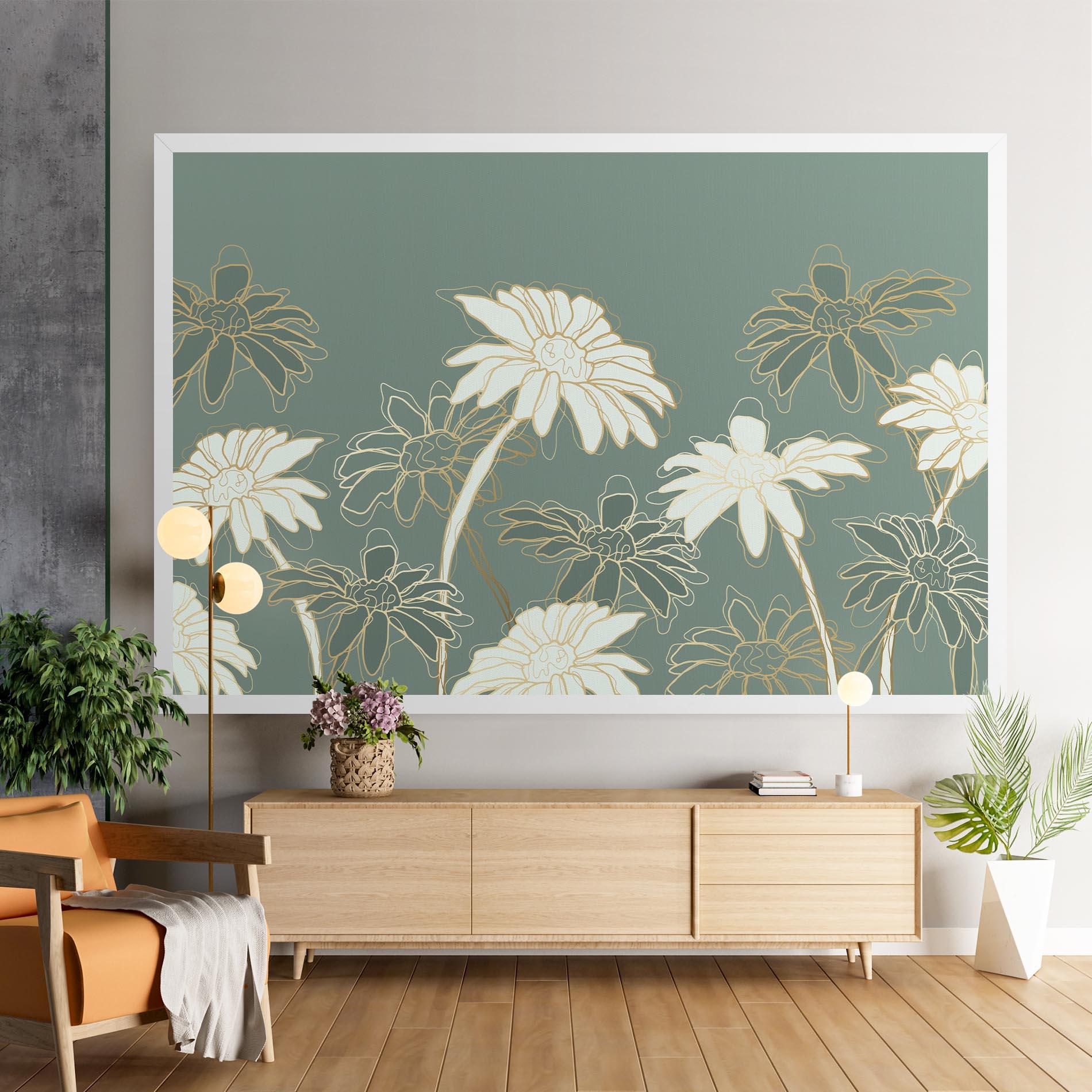 Картина на платно Gold Green Line mockup 9