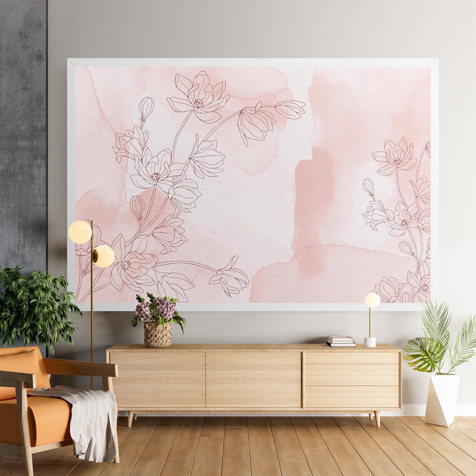 Картина на платно Pink Flower Line mockup 9