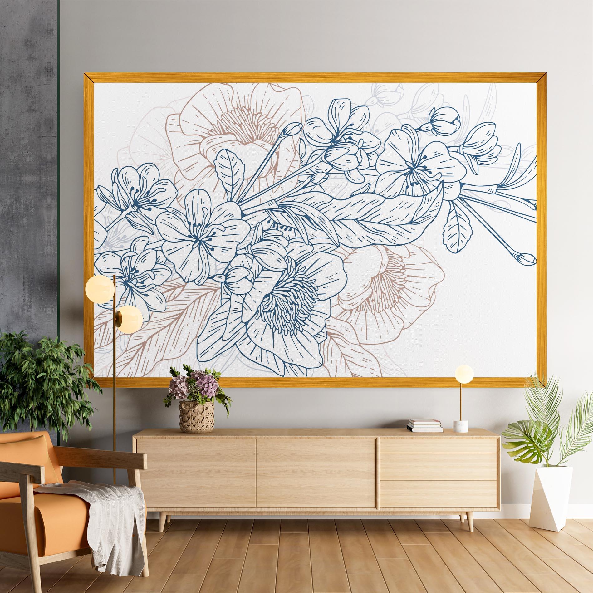 Картина на платно Blue Cream Line mockup 9