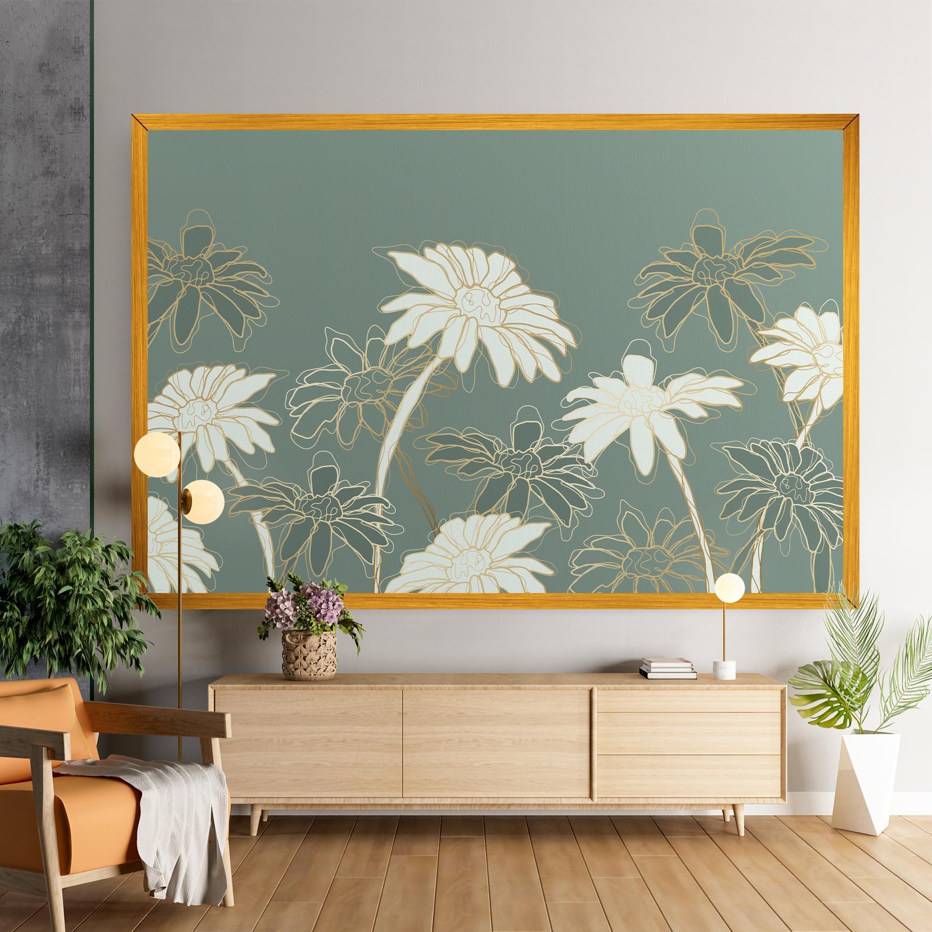 Картина на платно Gold Green Line mockup 9