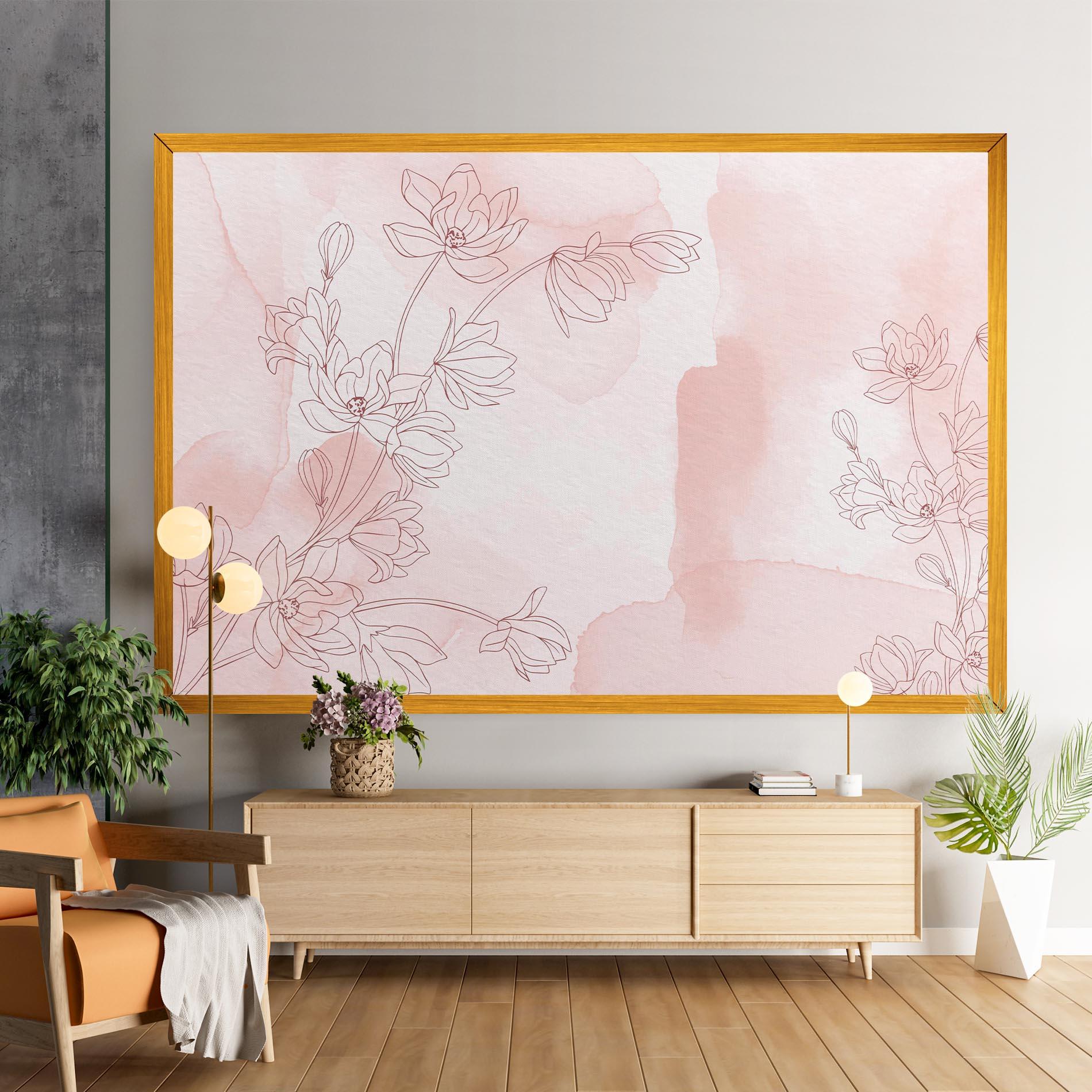 Картина на платно Pink Flower Line mockup 9