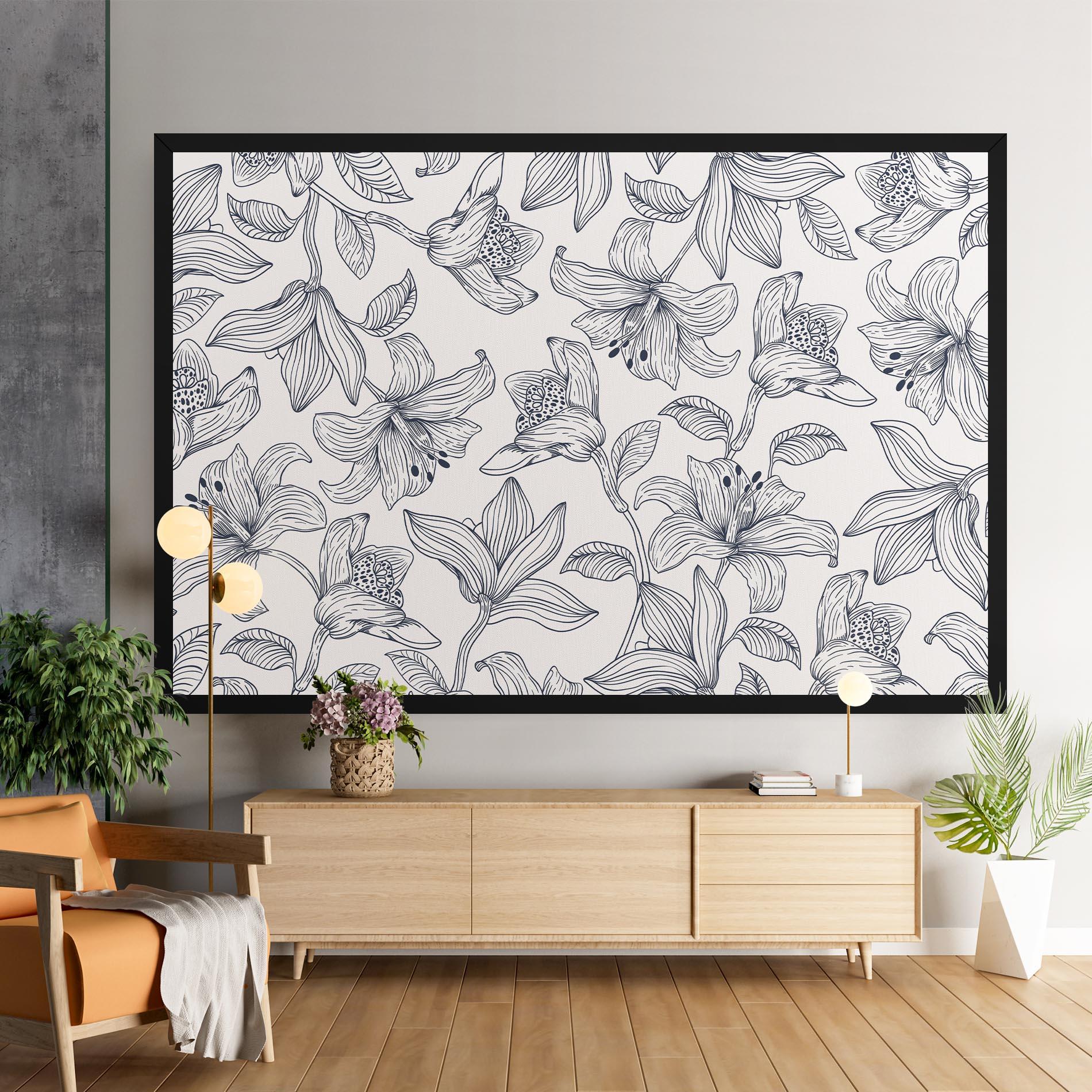 Картина на платно Blue Patern Flower mockup 9