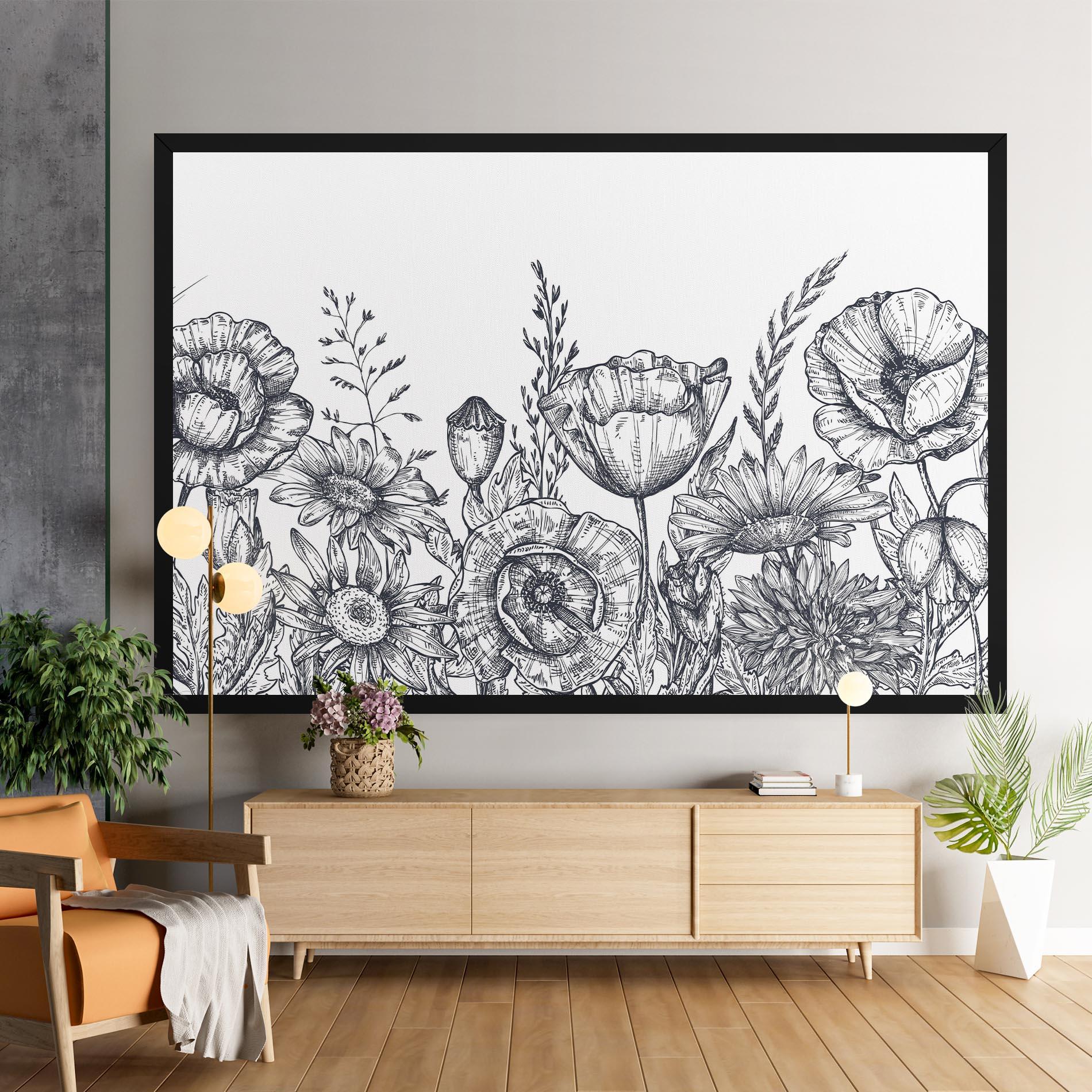 Картина на платно Flower Grey Line mockup 9