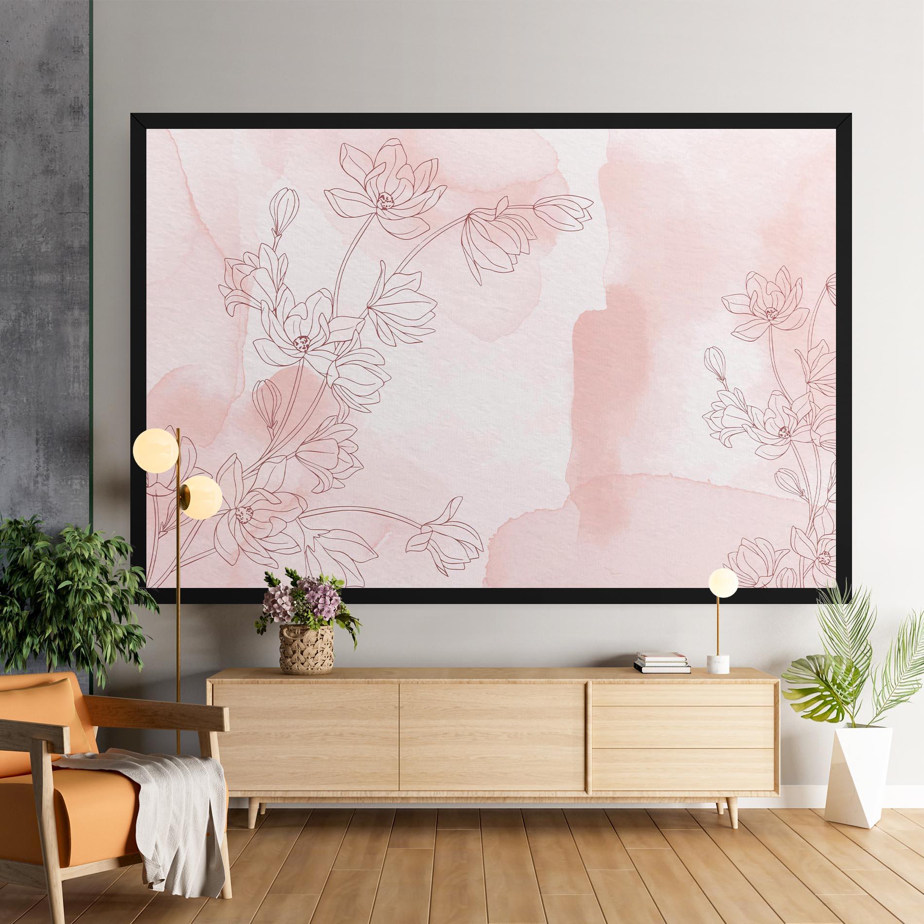 Картина на платно Pink Flower Line mockup 9