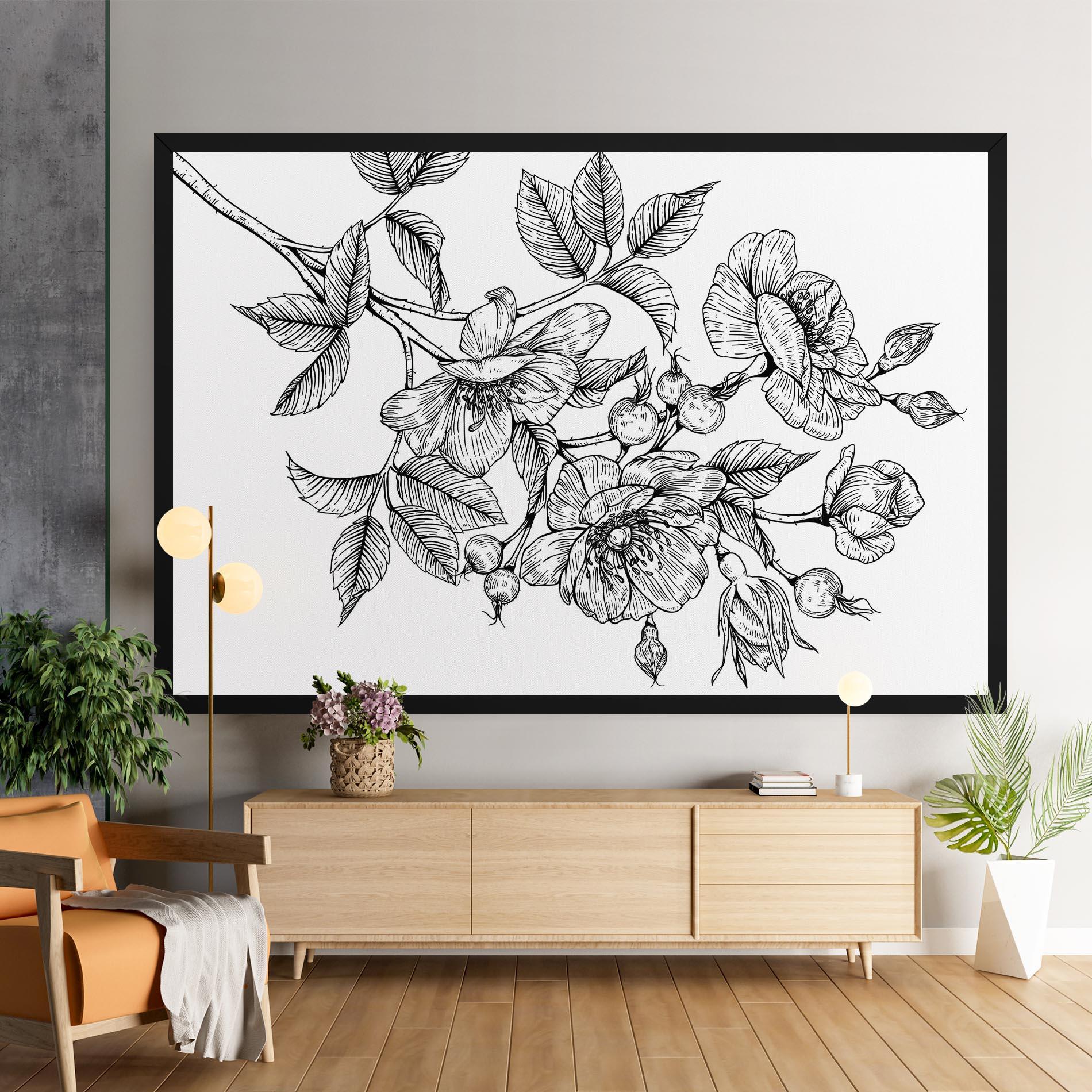 Картина на платно Rose Black Line mockup 9