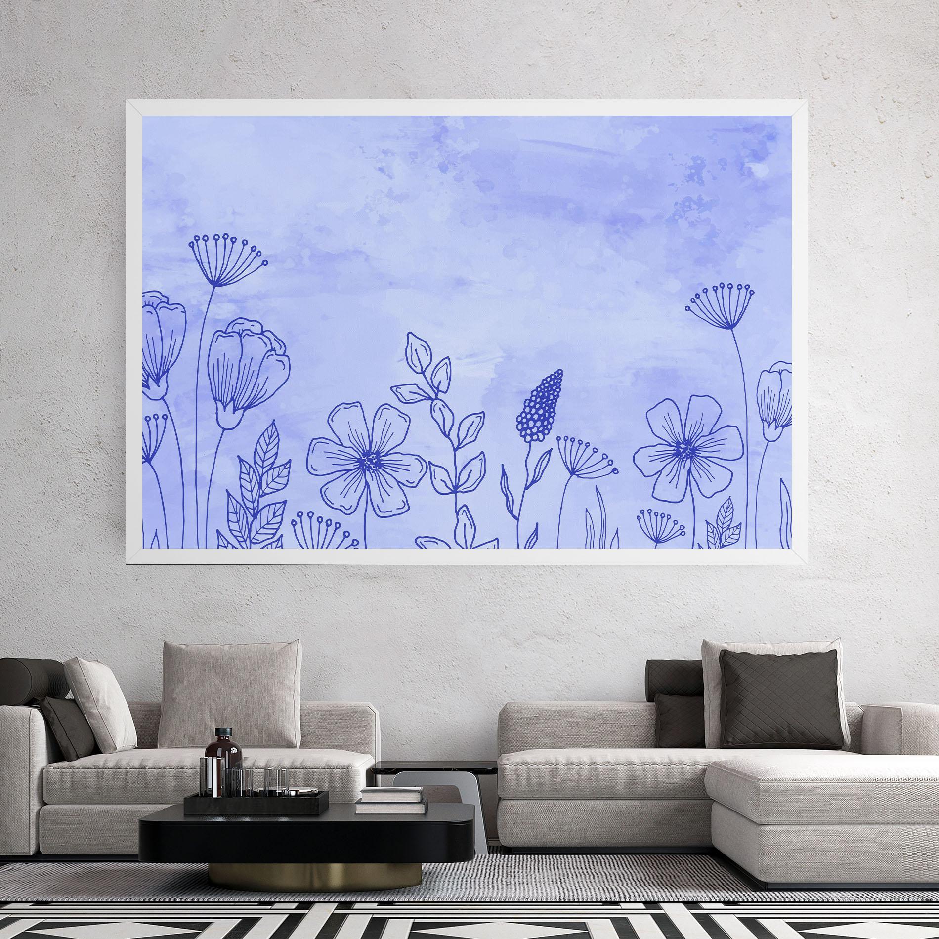 Картина на платно Blue Line Plant mockup 2