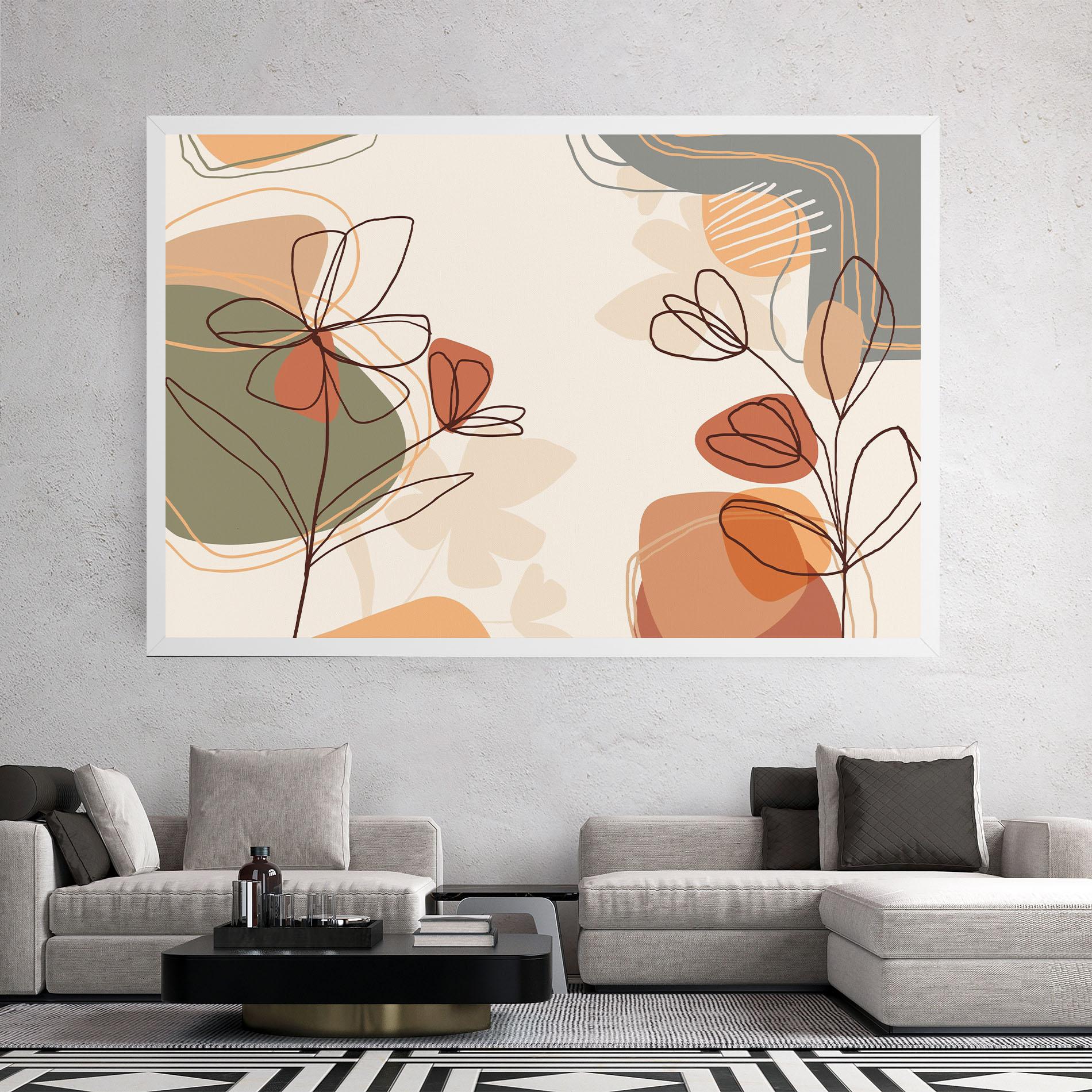 Картина на платно Brown Line Plants mockup 2