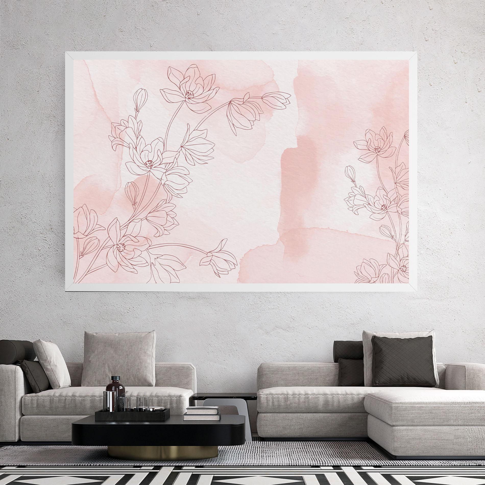 Картина на платно Pink Flower Line mockup 2
