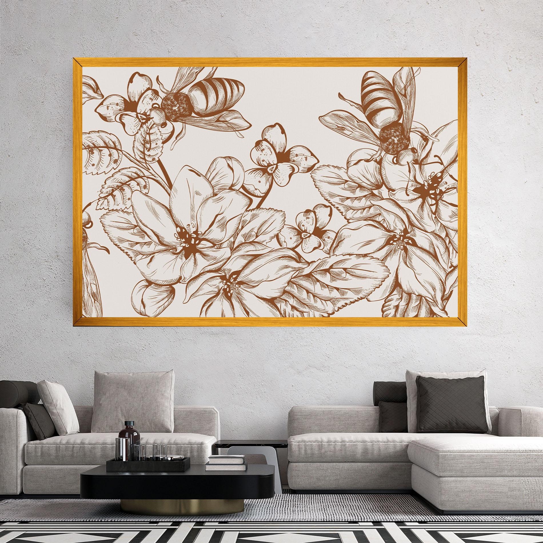 Картина на платно Bee Flower Line mockup 2