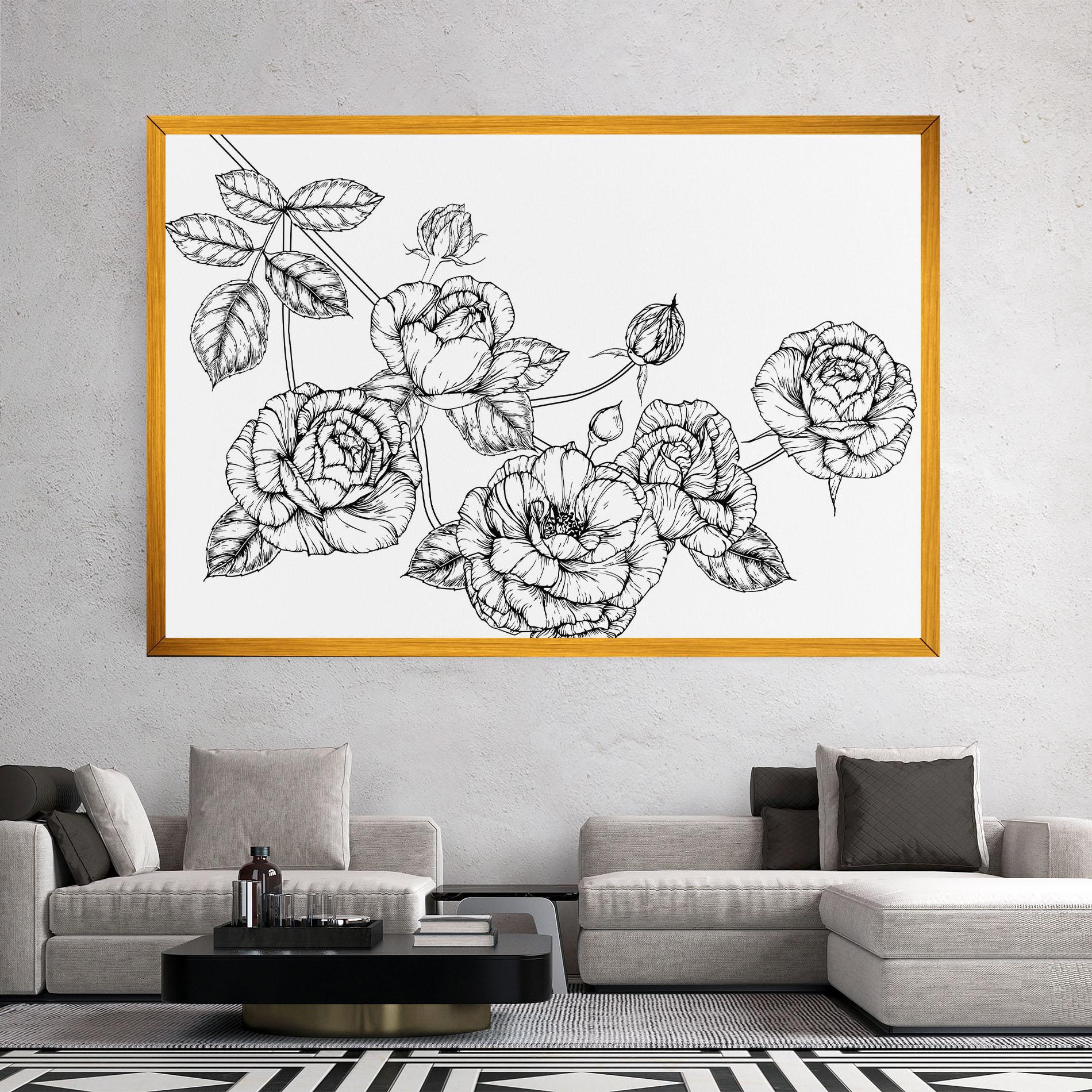 Картина на платно Big Roses Line mockup 2