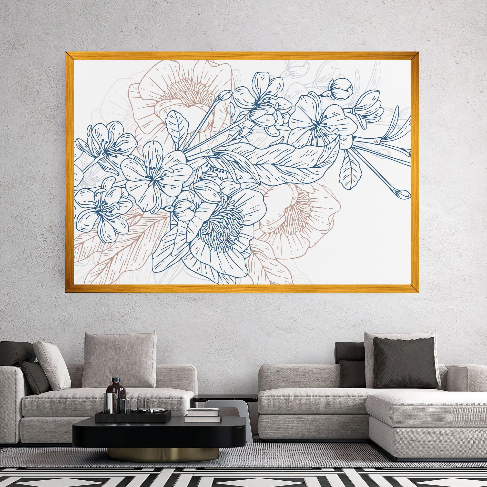 Картина на платно Blue Cream Line mockup 2