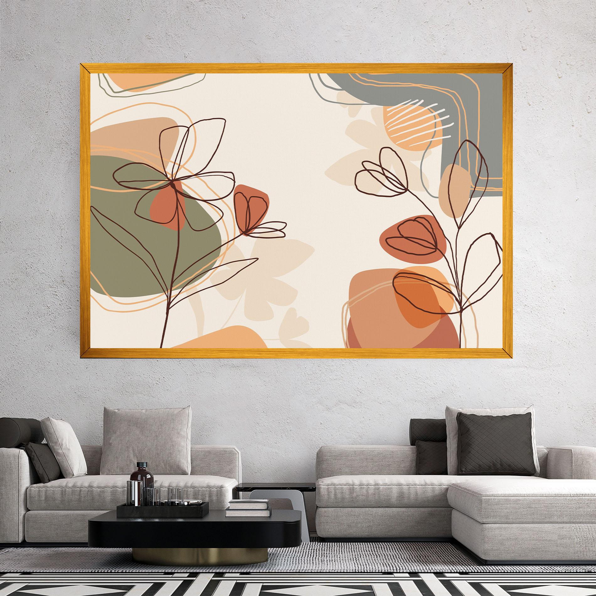 Картина на платно Brown Line Plants mockup 2