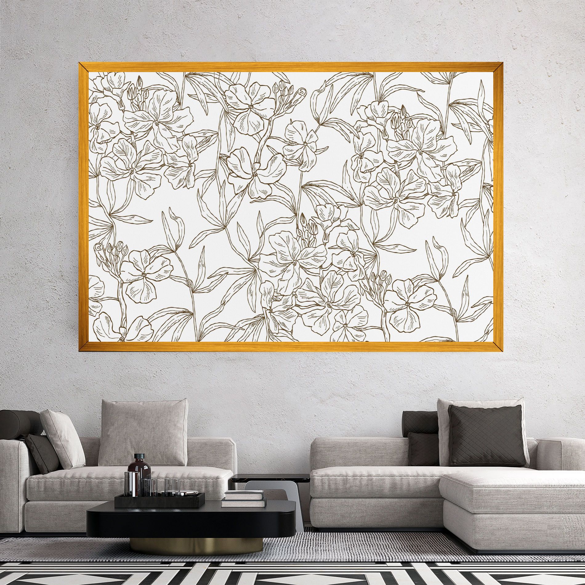 Flower Brown Line mockup 2