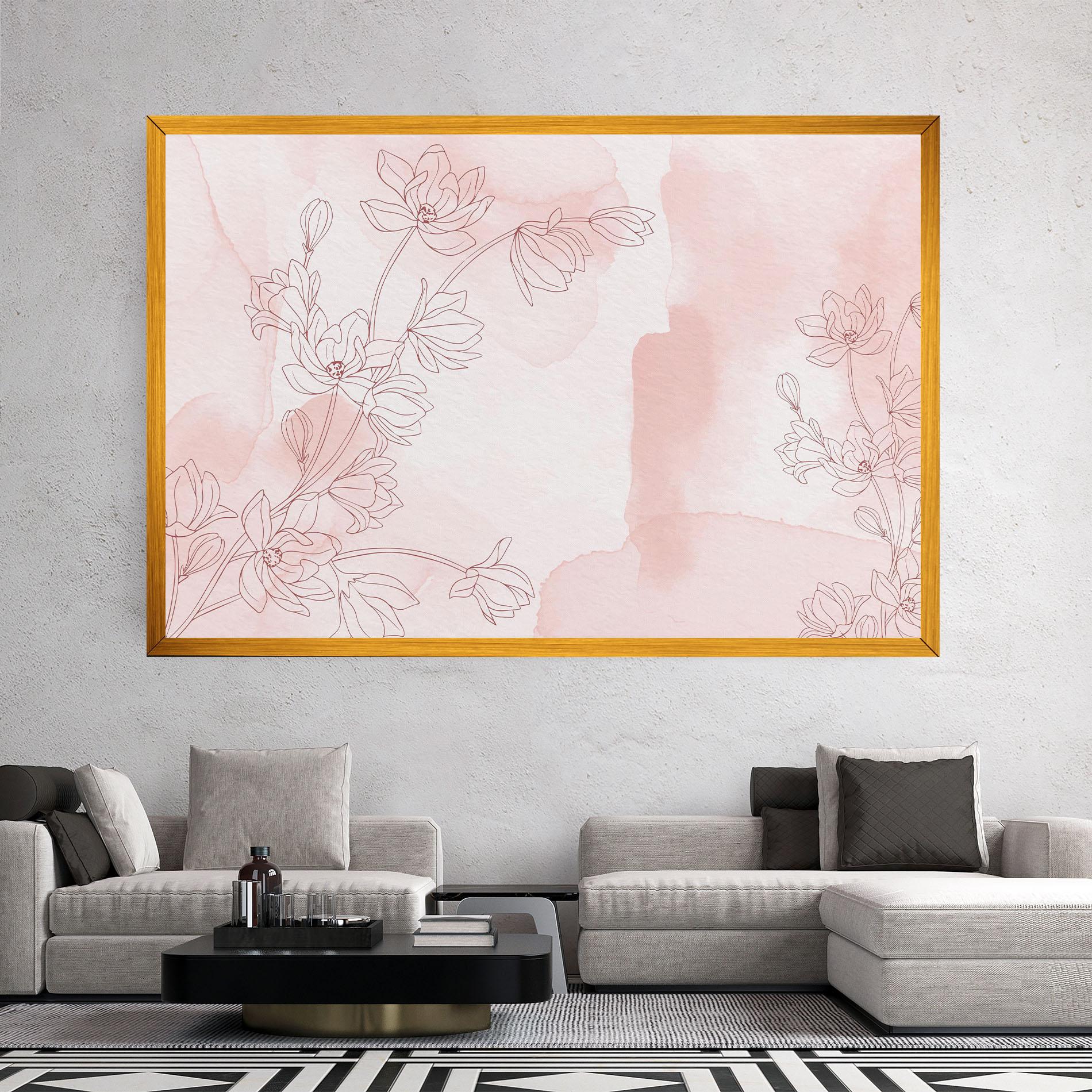 Картина на платно Pink Flower Line mockup 2