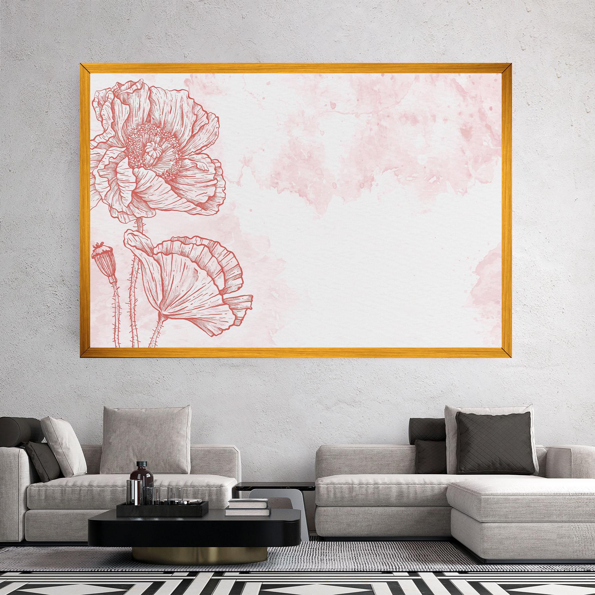 Картина на платно Red Poppy Line mockup 2