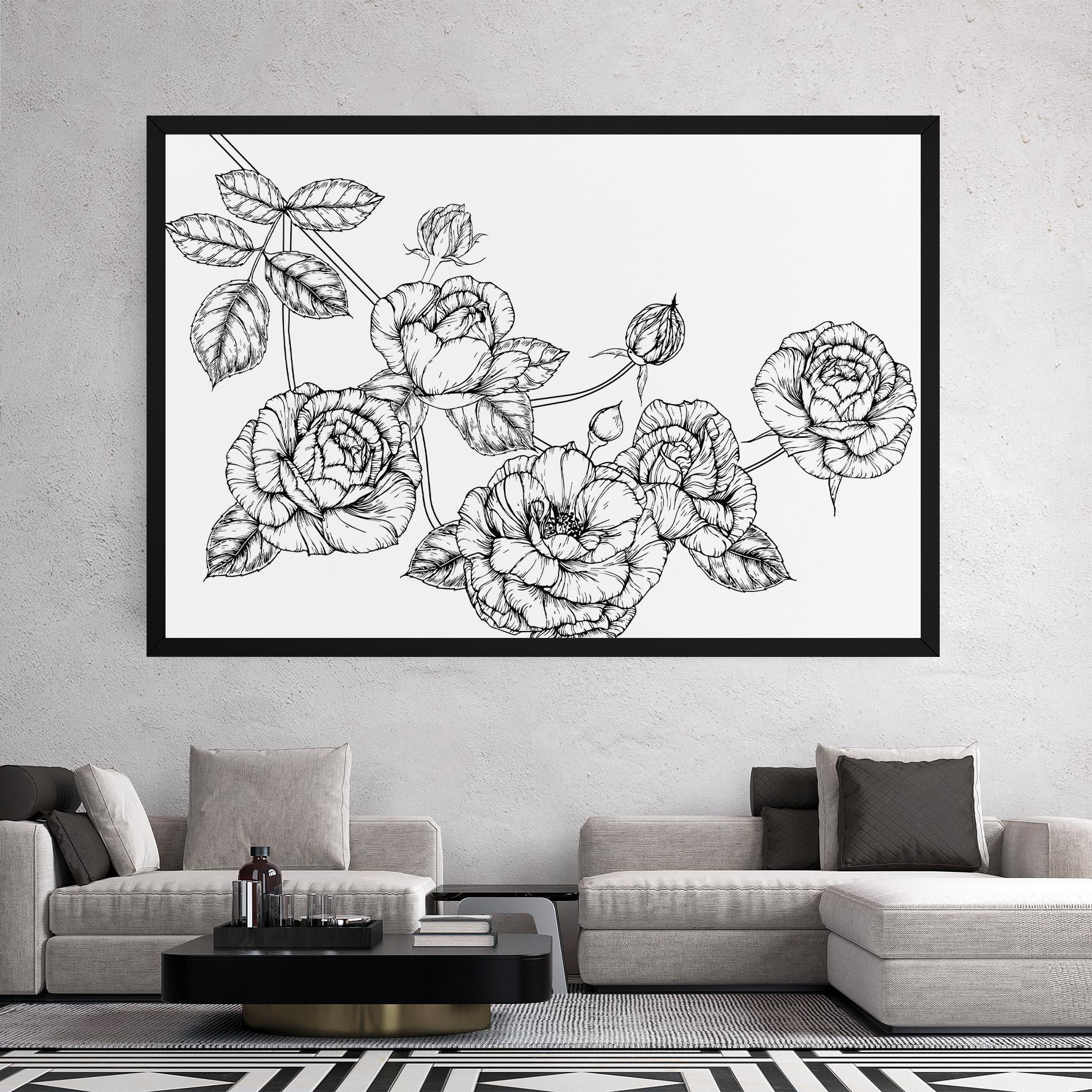 Картина на платно Big Roses Line mockup 2