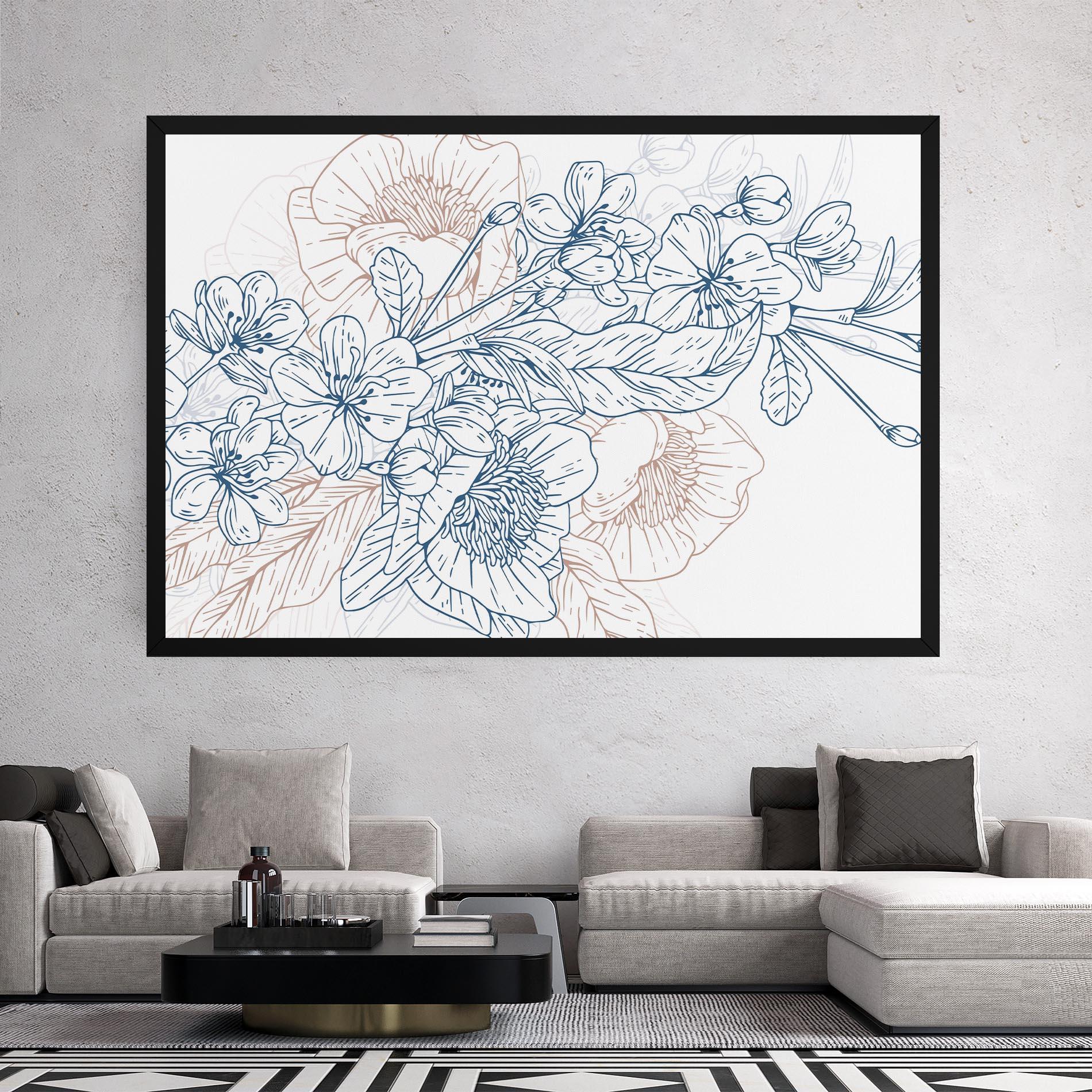 Картина на платно Blue Cream Line mockup 2