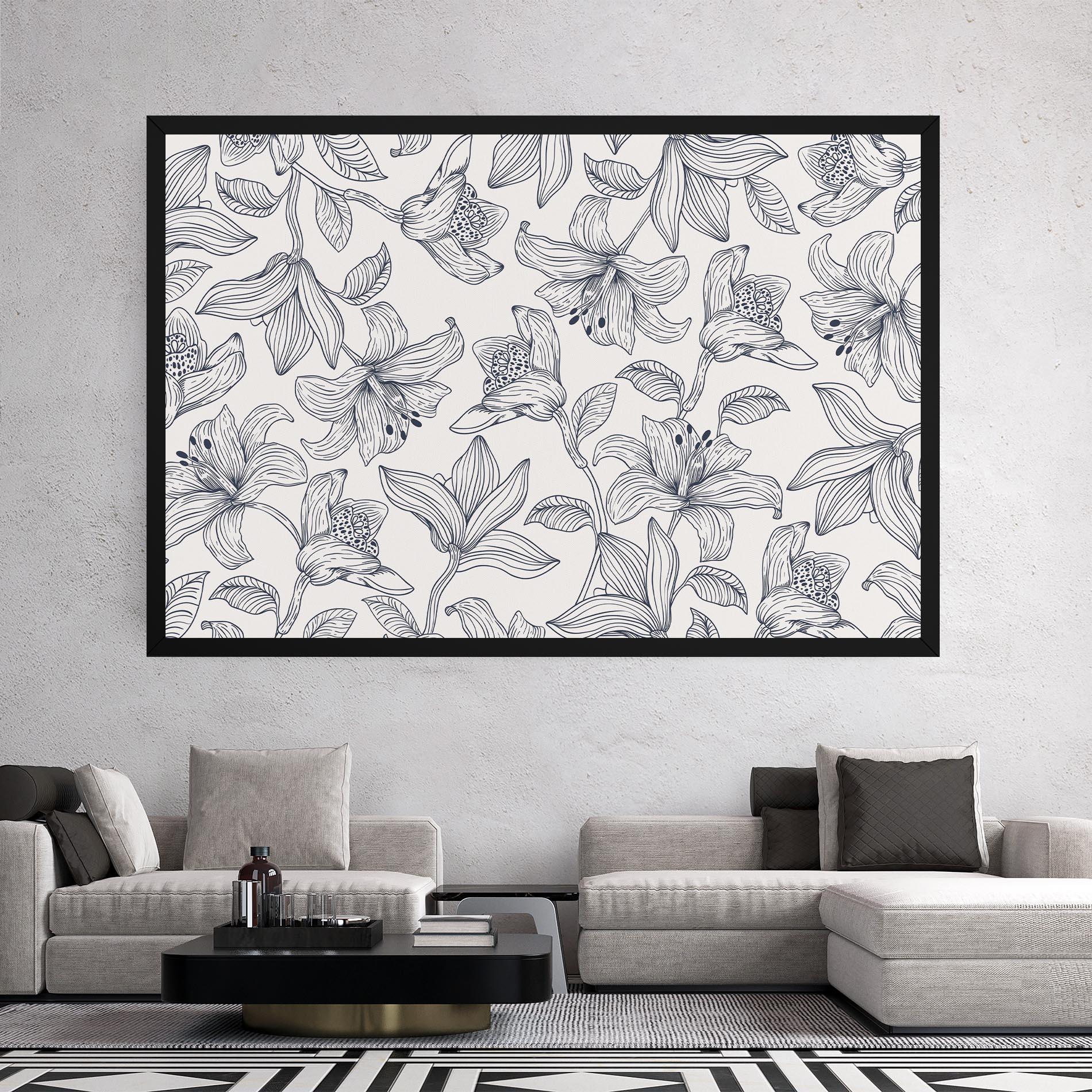 Картина на платно Blue Patern Flower mockup 2