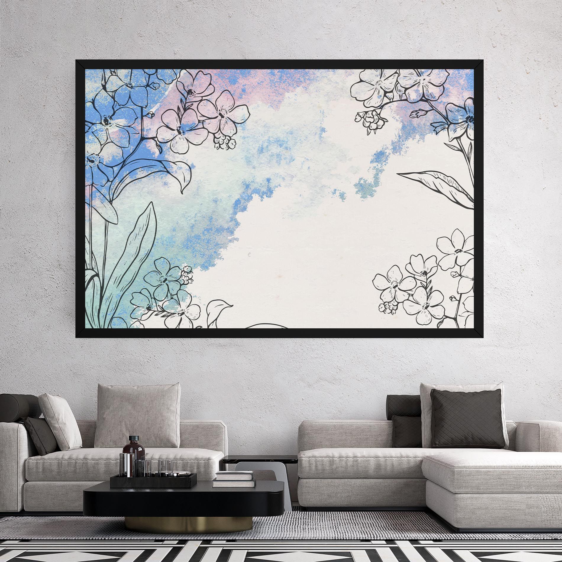 Blue Watercolor Flower mockup 2