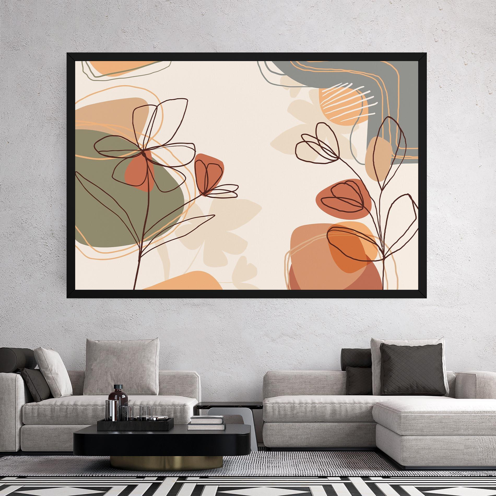 Картина на платно Brown Line Plants mockup 2