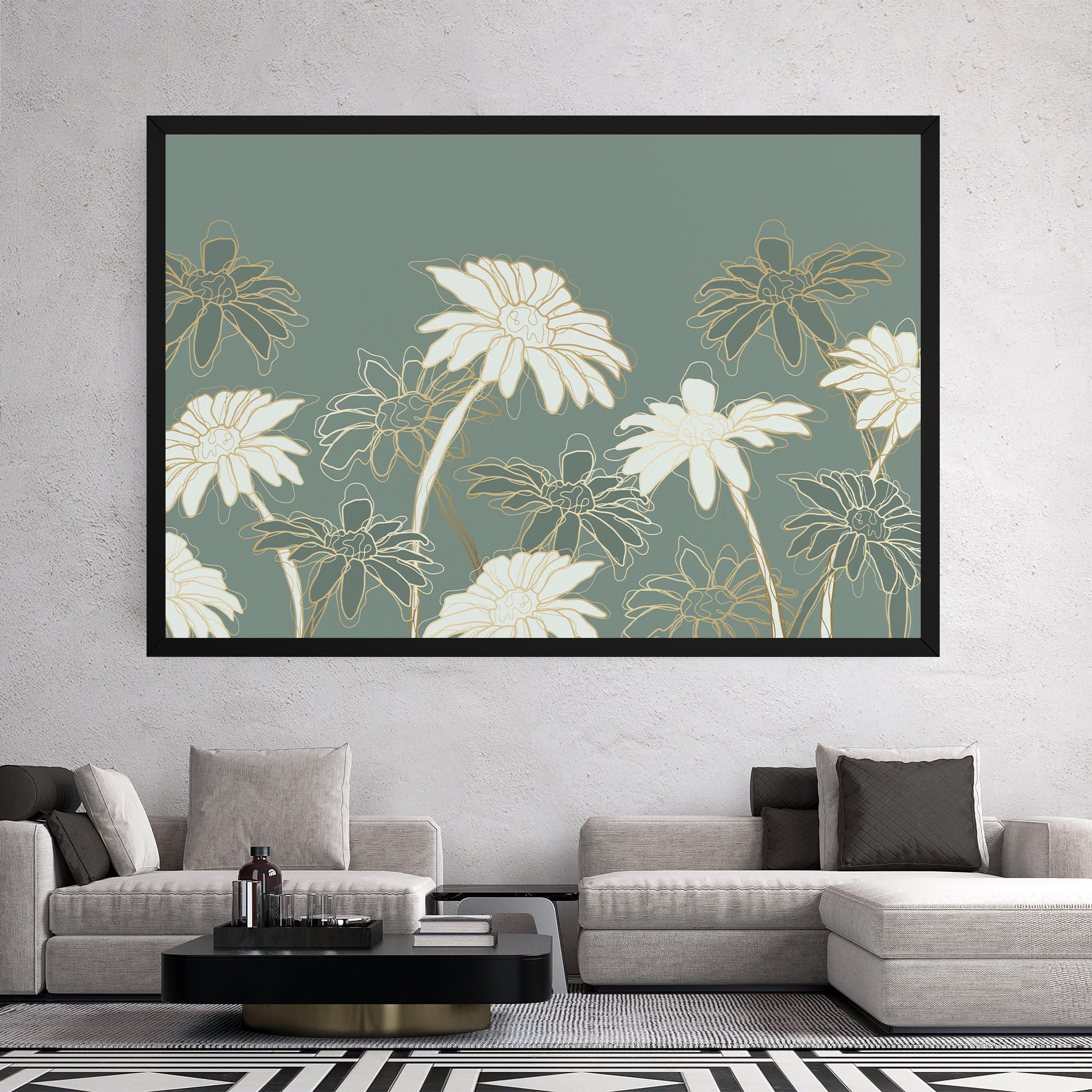 Картина на платно Gold Green Line mockup 2