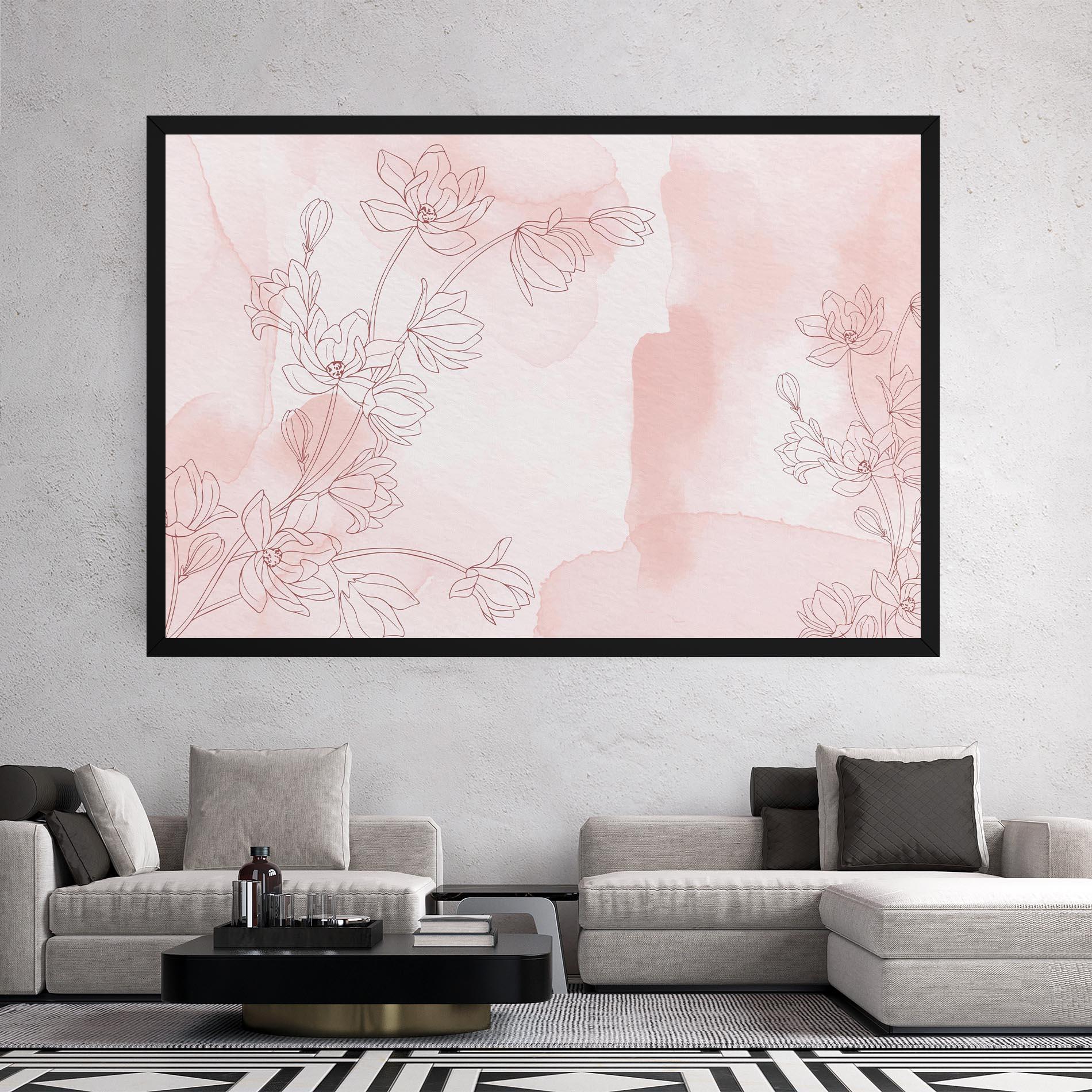 Картина на платно Pink Flower Line mockup 2
