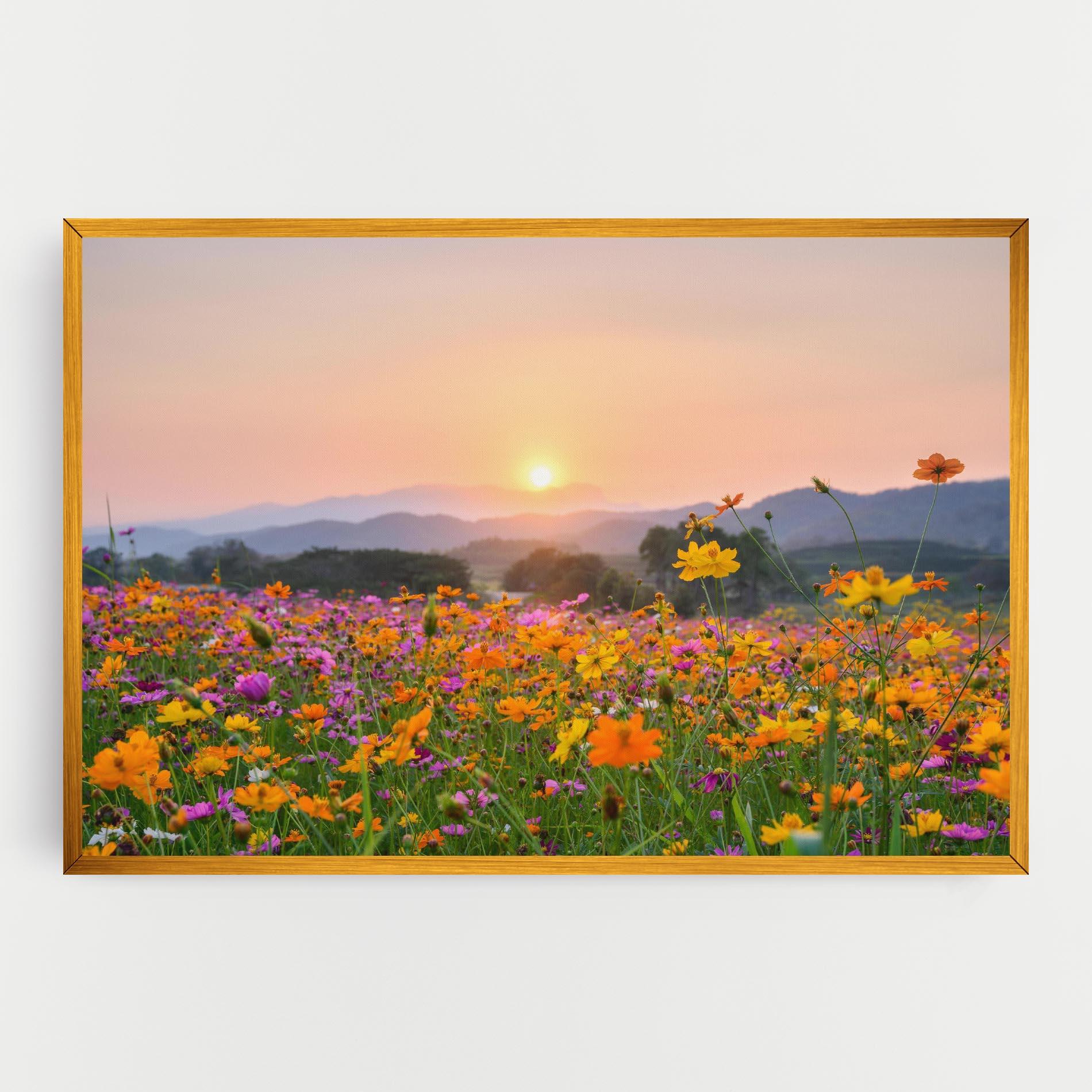 Картина на платно Sunset Mountain Flowerf mockup 0