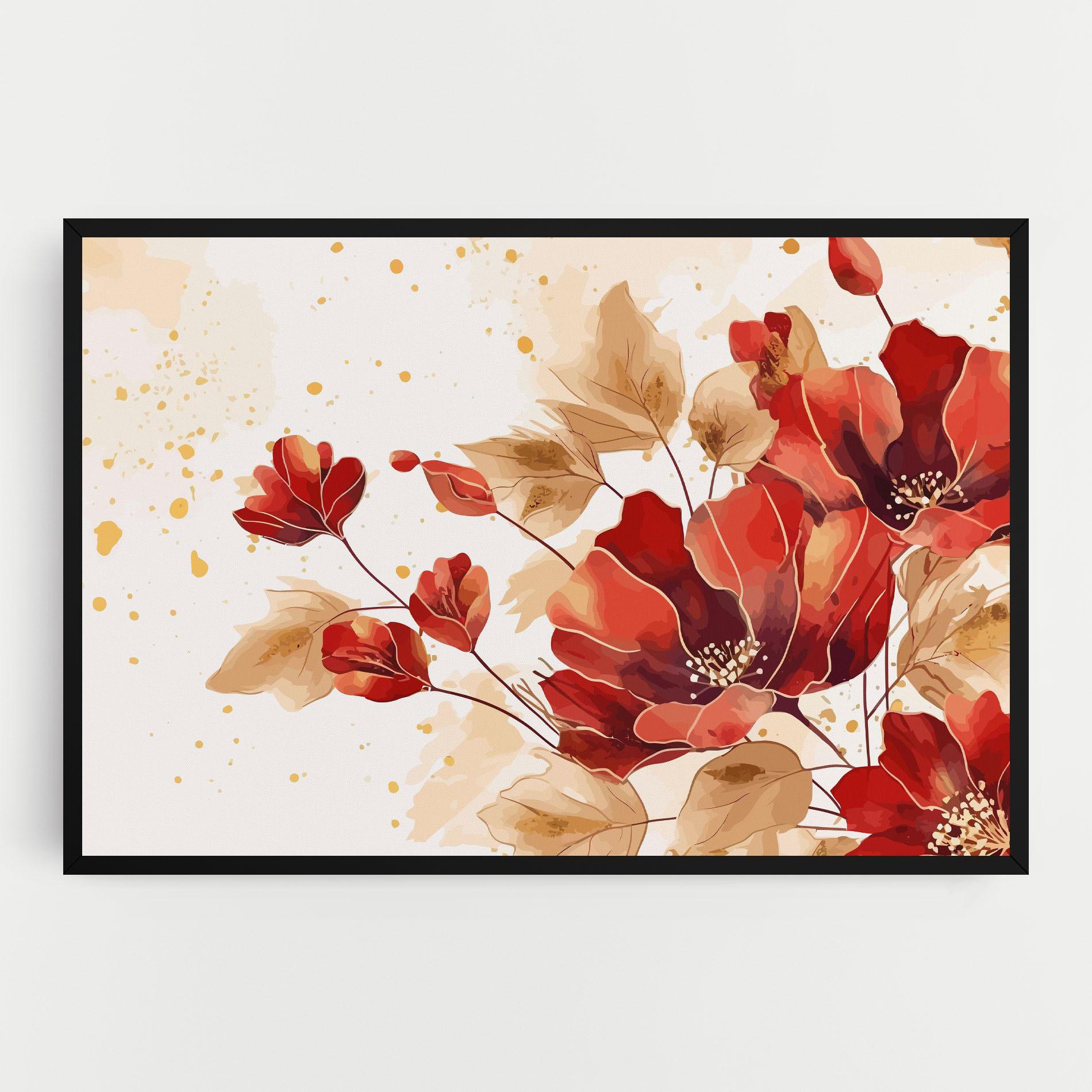 Картина на платно Red Wild Gold mockup 0