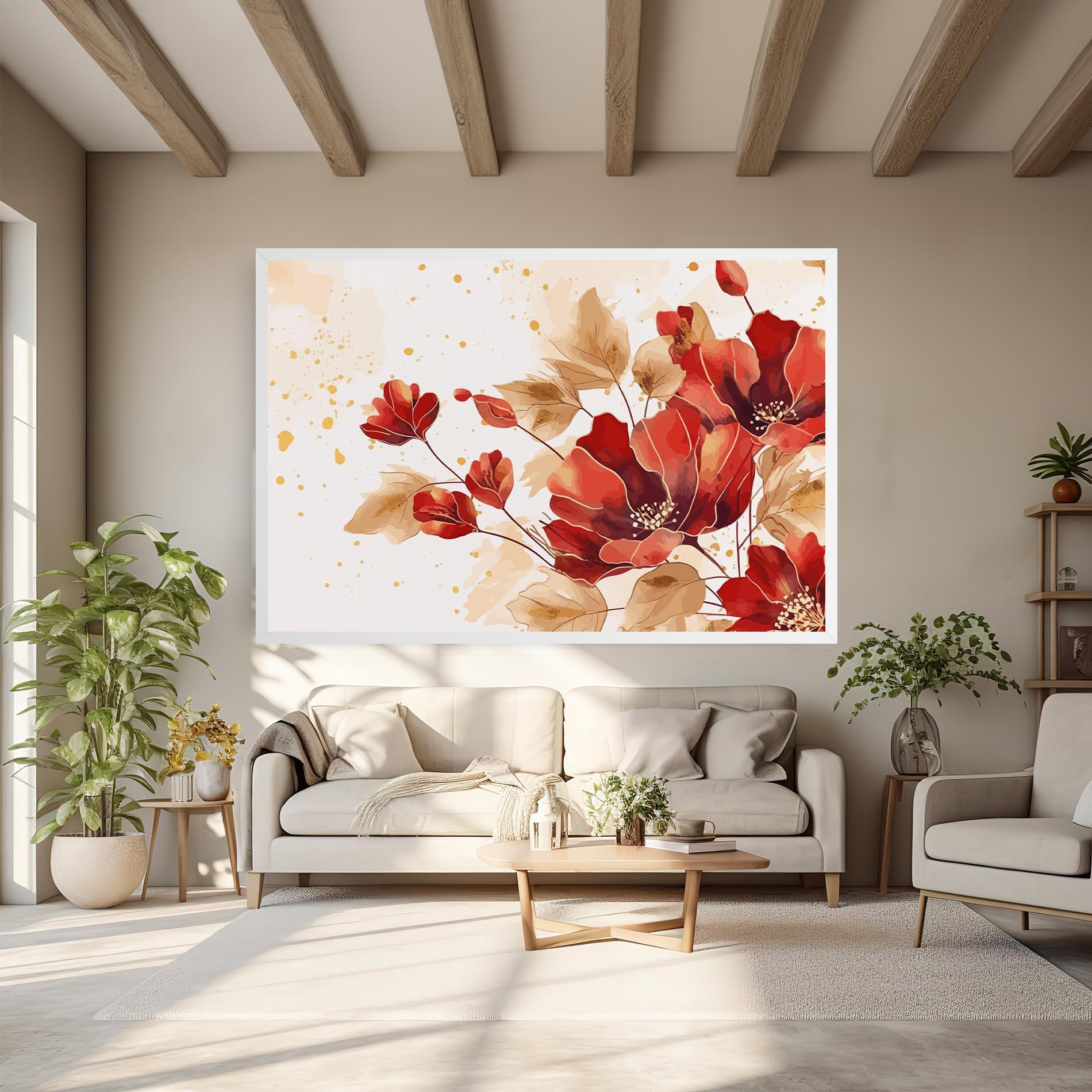 Картина на платно Red Wild Gold mockup 6