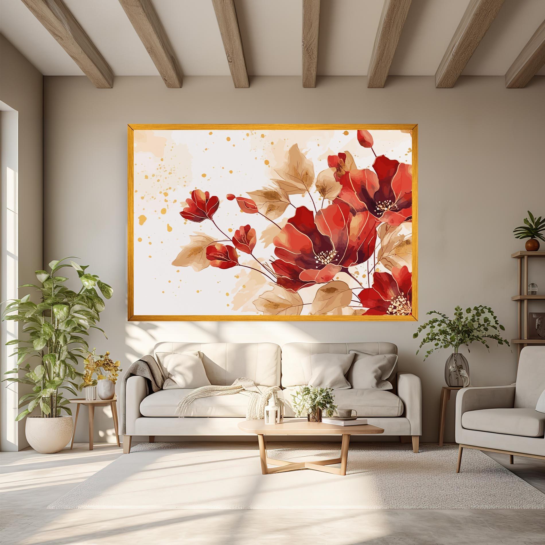 Картина на платно Red Wild Gold mockup 6