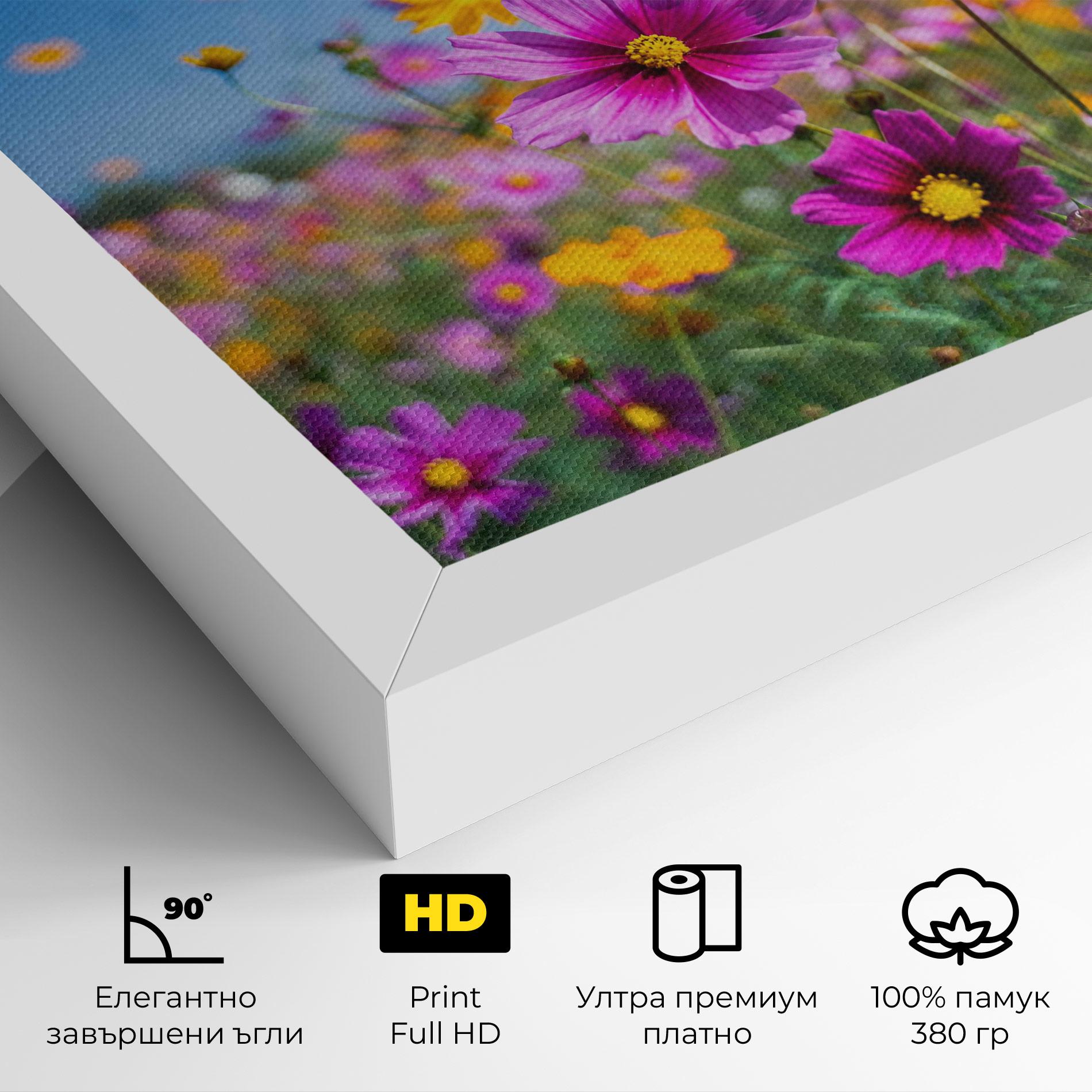 Картина на платно Cosmos Flowers Grassland mockup 4