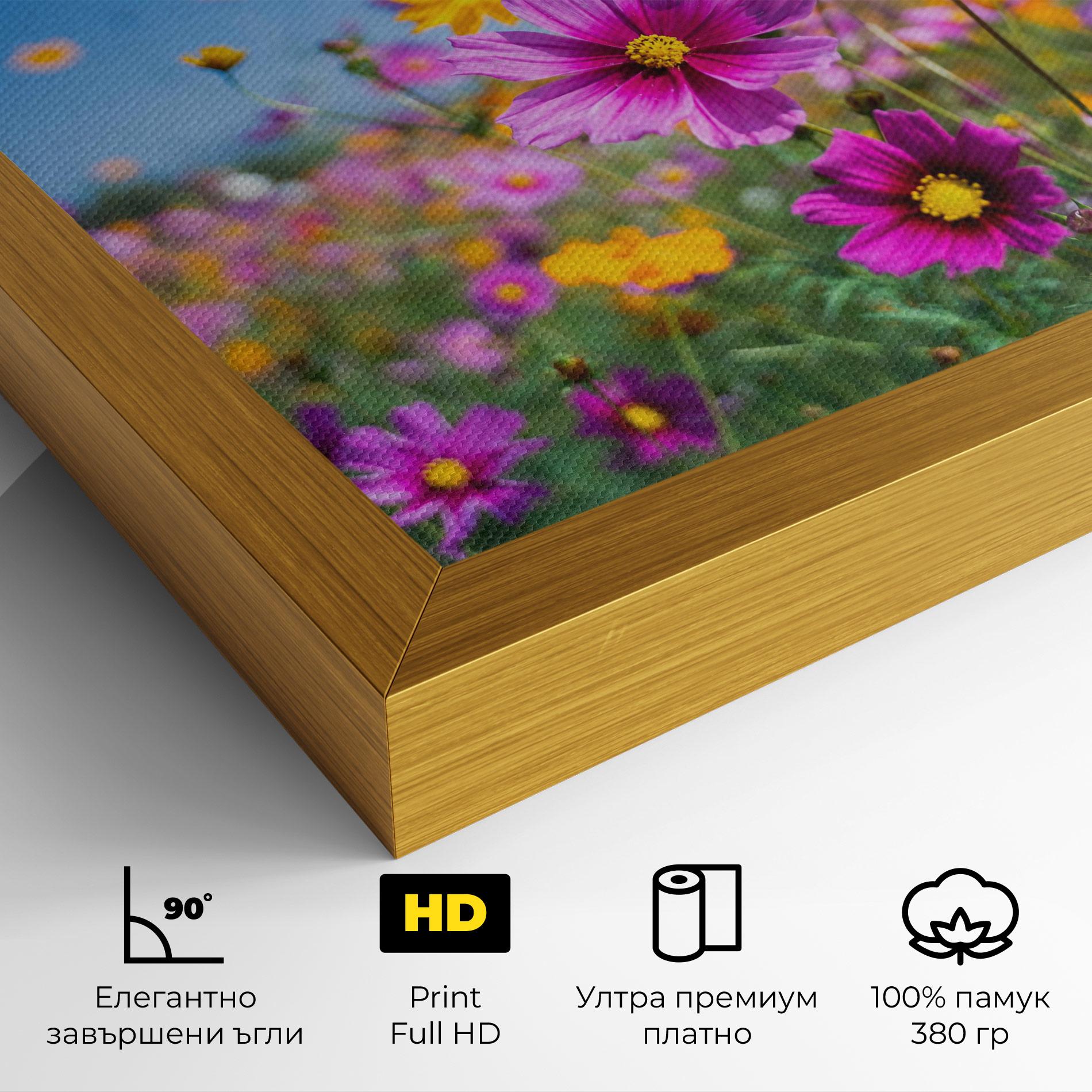 Картина на платно Cosmos Flowers Grassland mockup 4