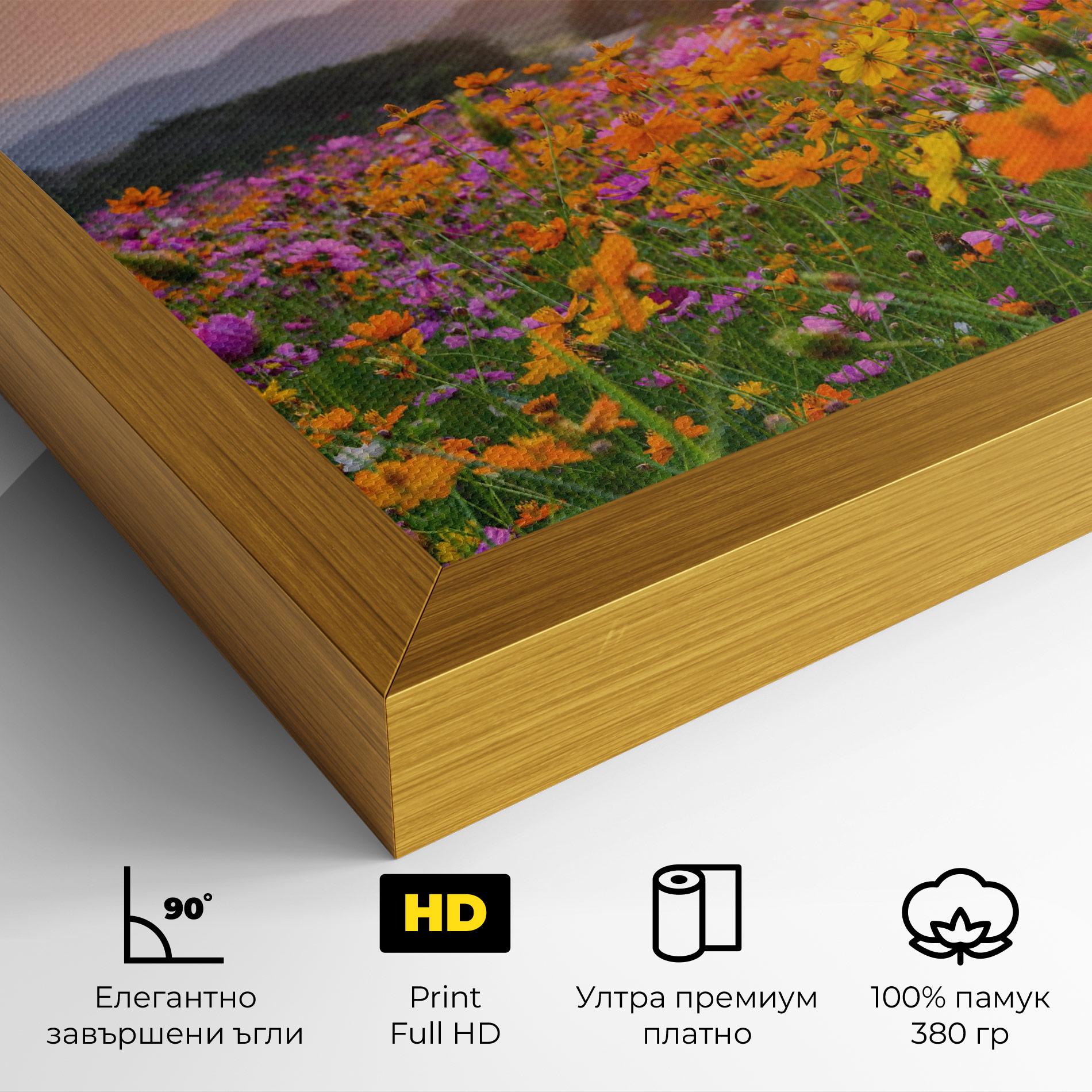Картина на платно Sunset Mountain Flowerf mockup 4