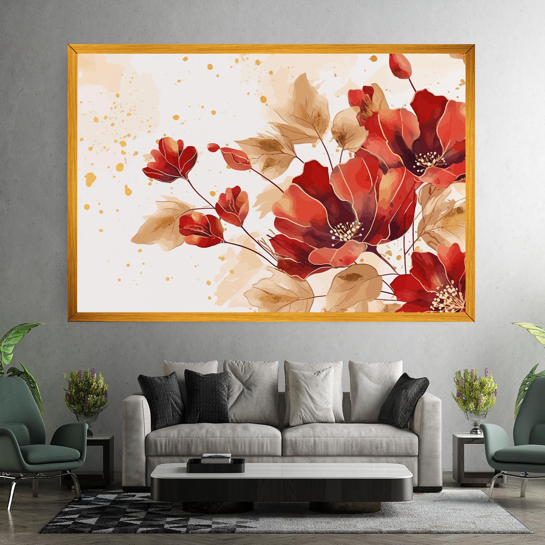 Картина на платно Red Wild Gold mockup 7