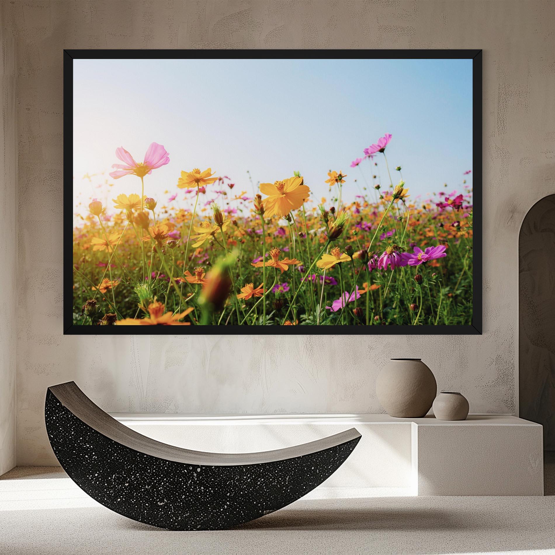 Картина на платно Cosmos Field Sunset mockup 8