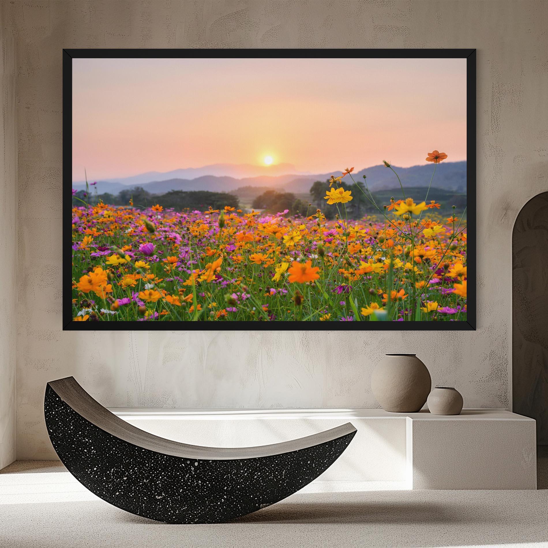 Картина на платно Sunset Mountain Flowerf mockup 8