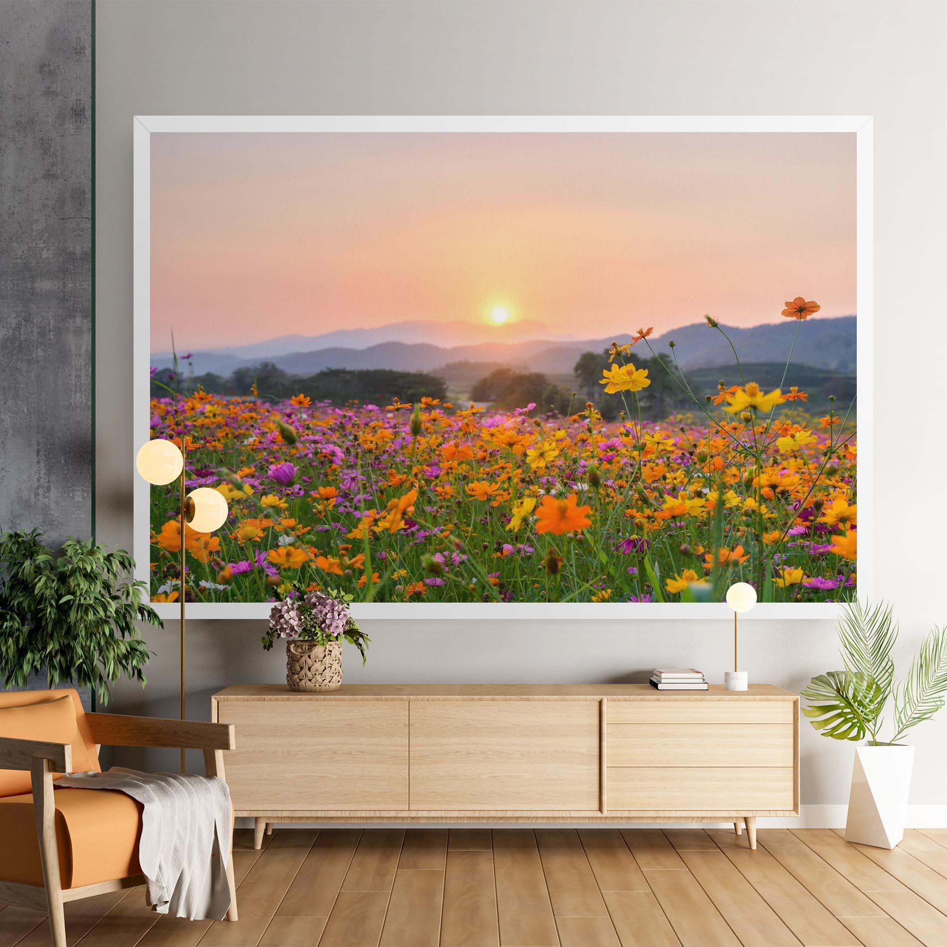 Картина на платно Sunset Mountain Flowerf mockup 9