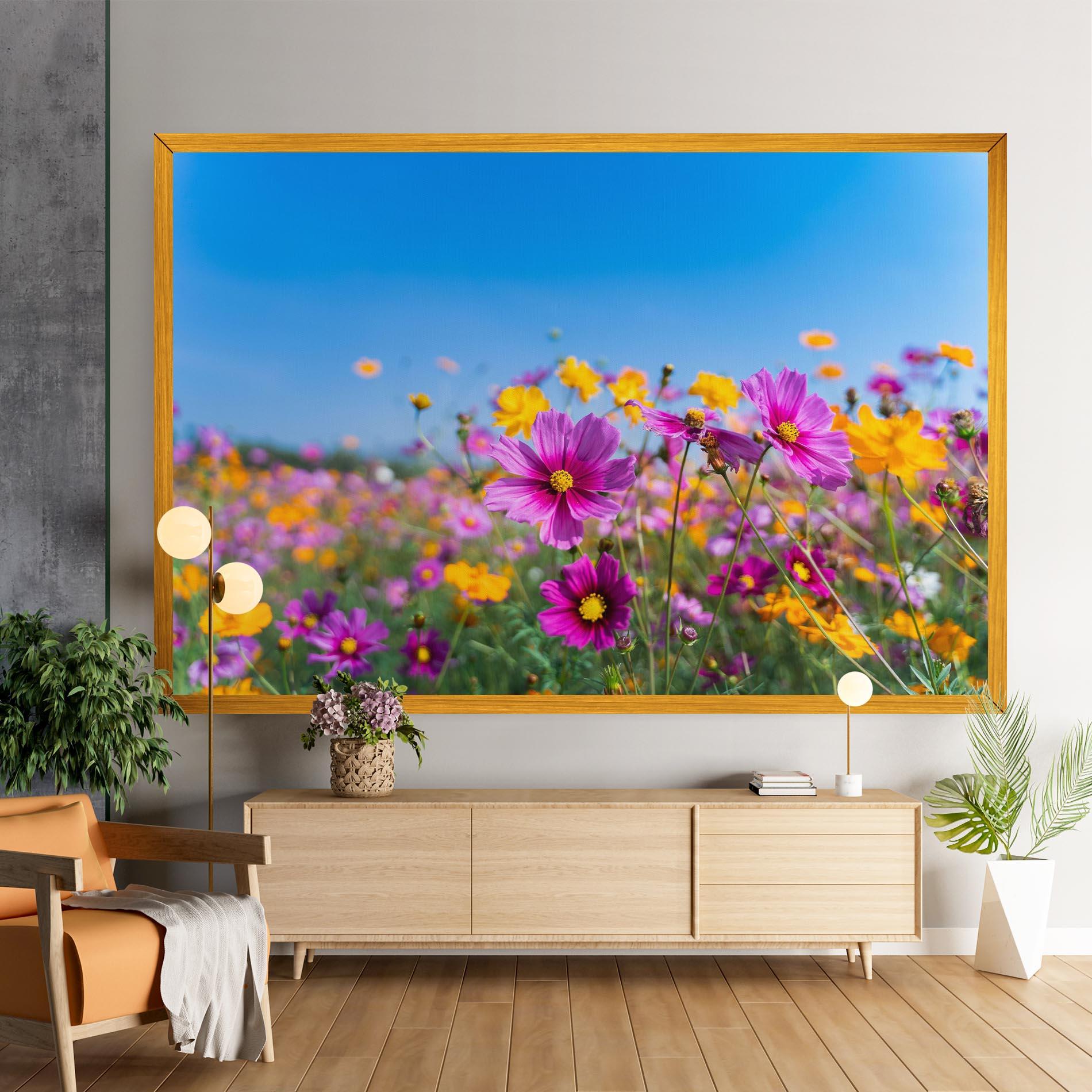 Картина на платно Cosmos Flowers Grassland mockup 9