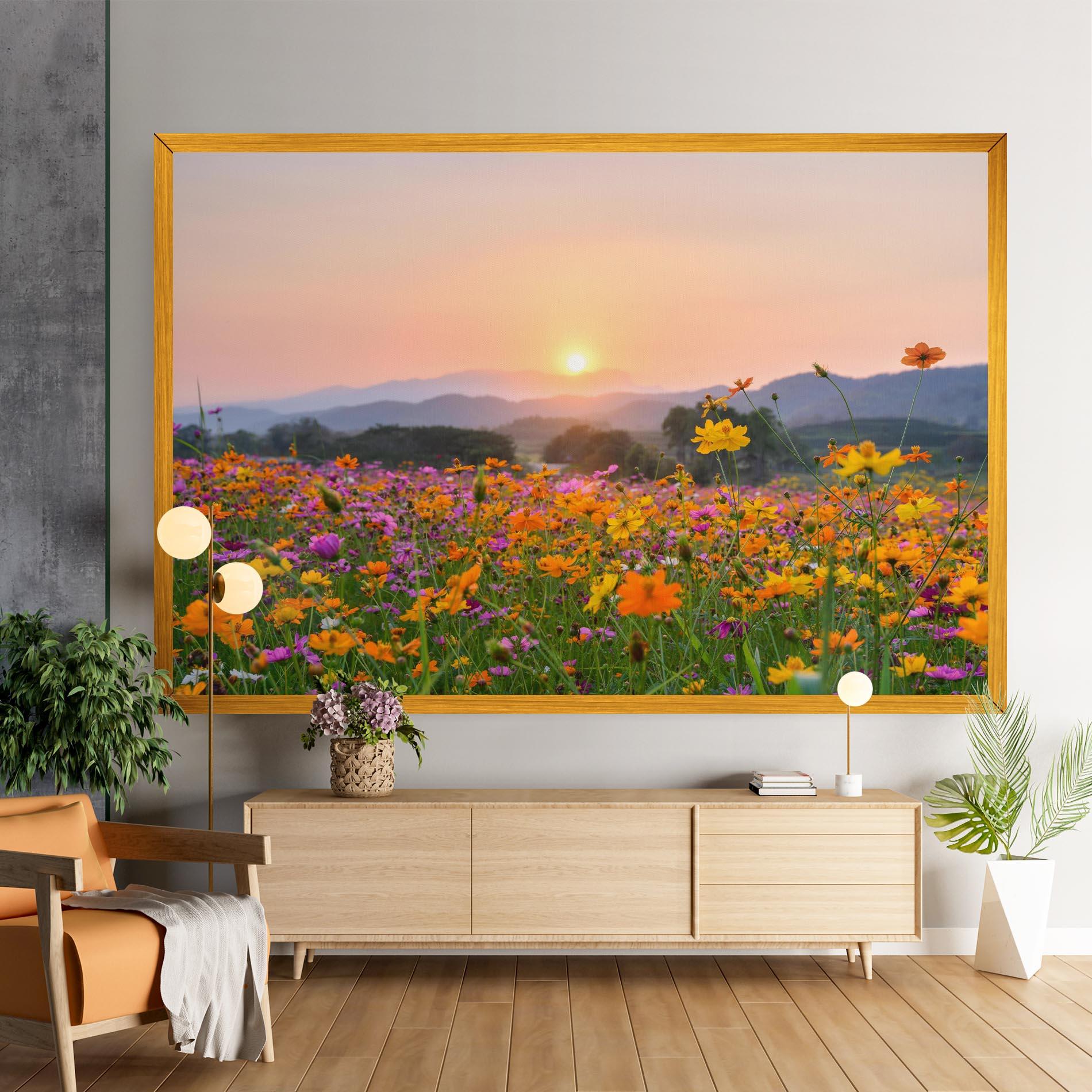 Картина на платно Sunset Mountain Flowerf mockup 9