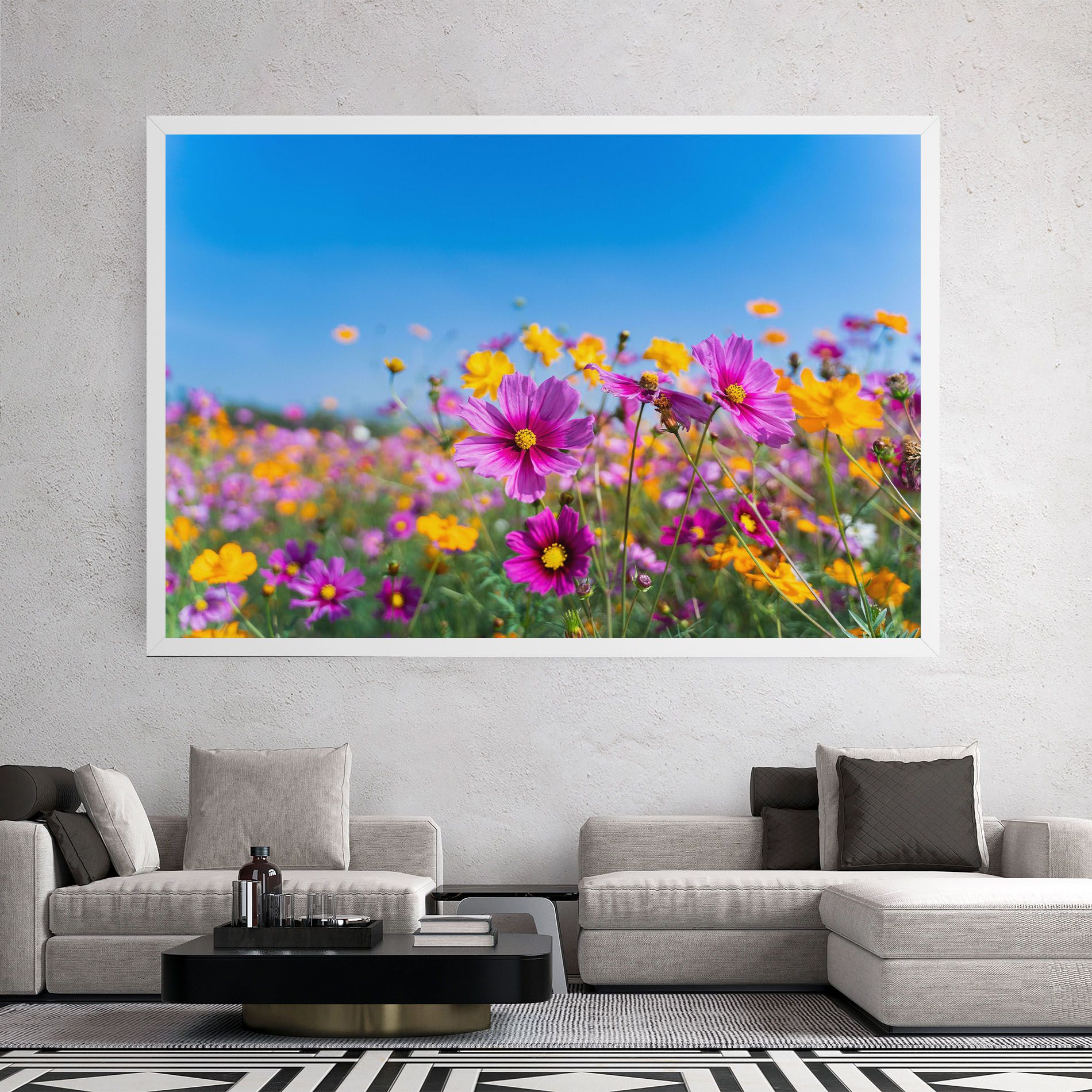 Cosmos Flowers Grassland mockup 2