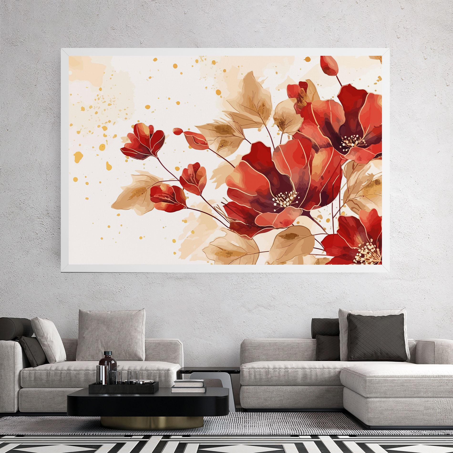 Картина на платно Red Wild Gold mockup 2