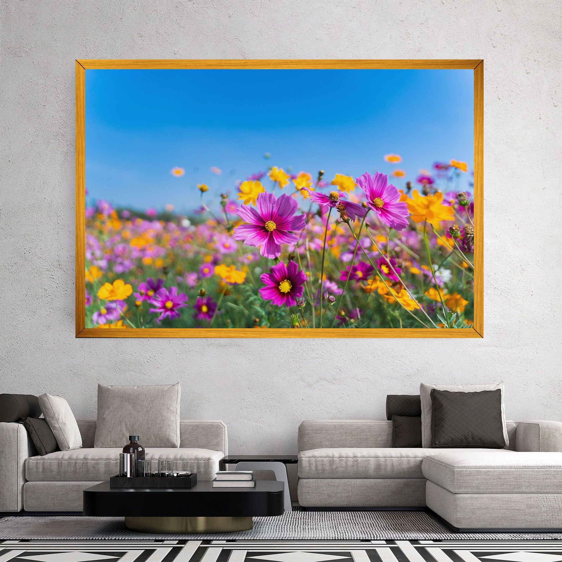 Cosmos Flowers Grassland mockup 2