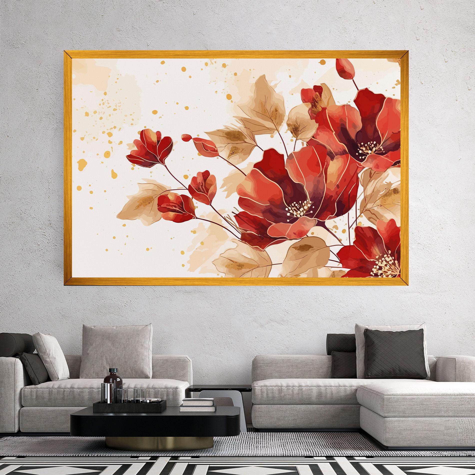 Картина на платно Red Wild Gold mockup 2