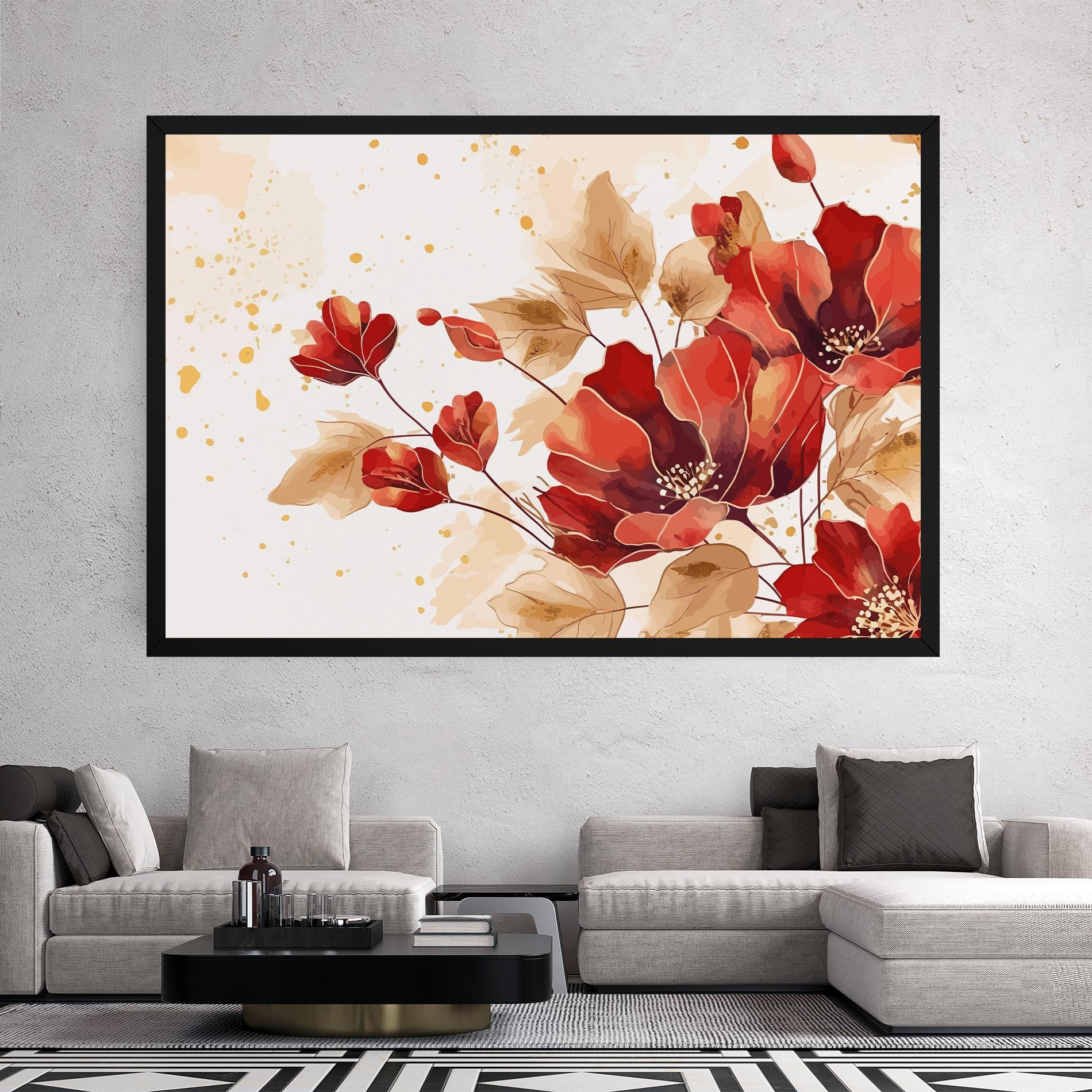 Картина на платно Red Wild Gold mockup 2